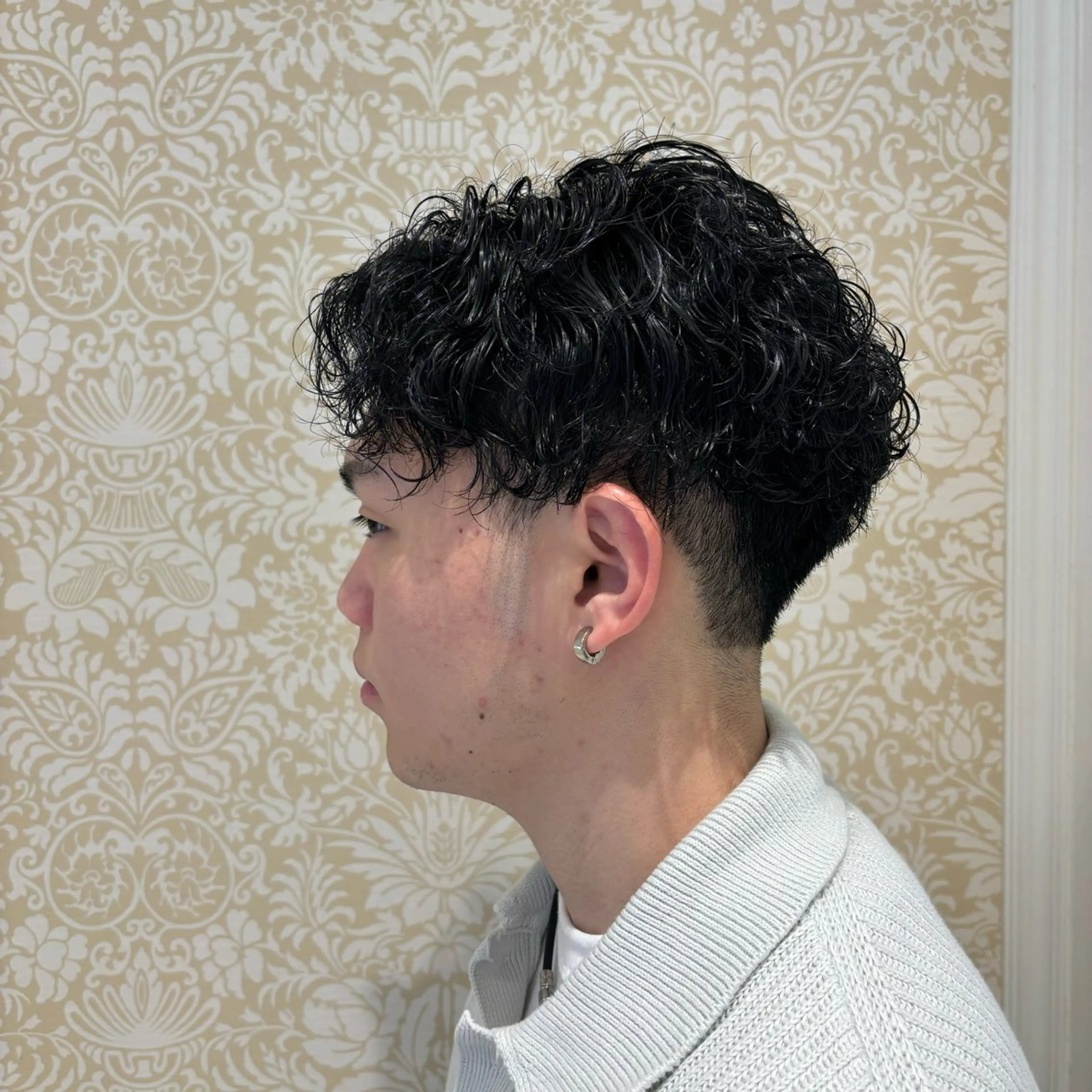 ミディアム パーマ メンズ カット パーマ 🐠寒色系×パーマ 櫻井　麿偉🐏のヘアスタイル