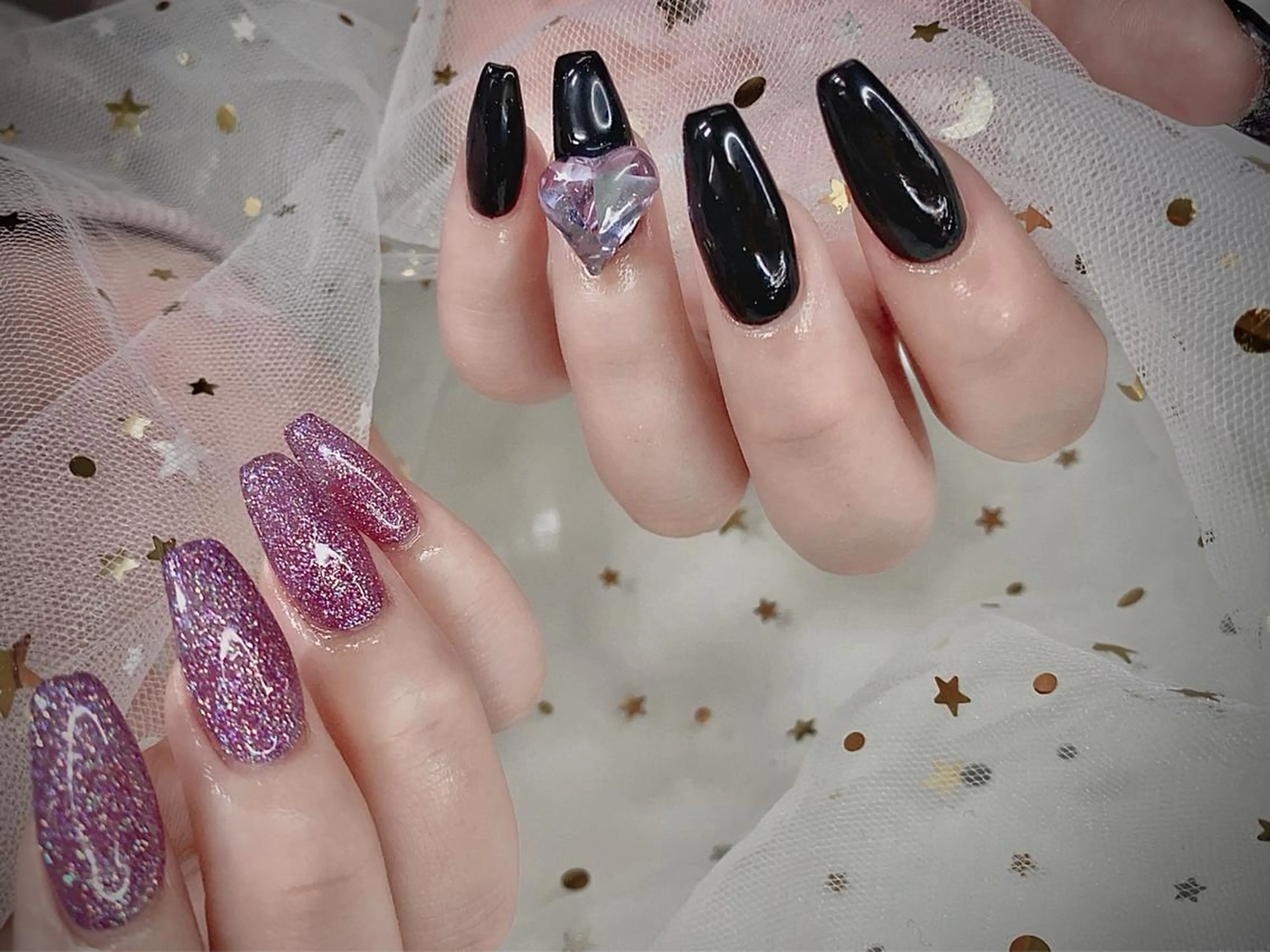 ネイル I-nailロング /ワンホン/キラキラのネイルデザイン