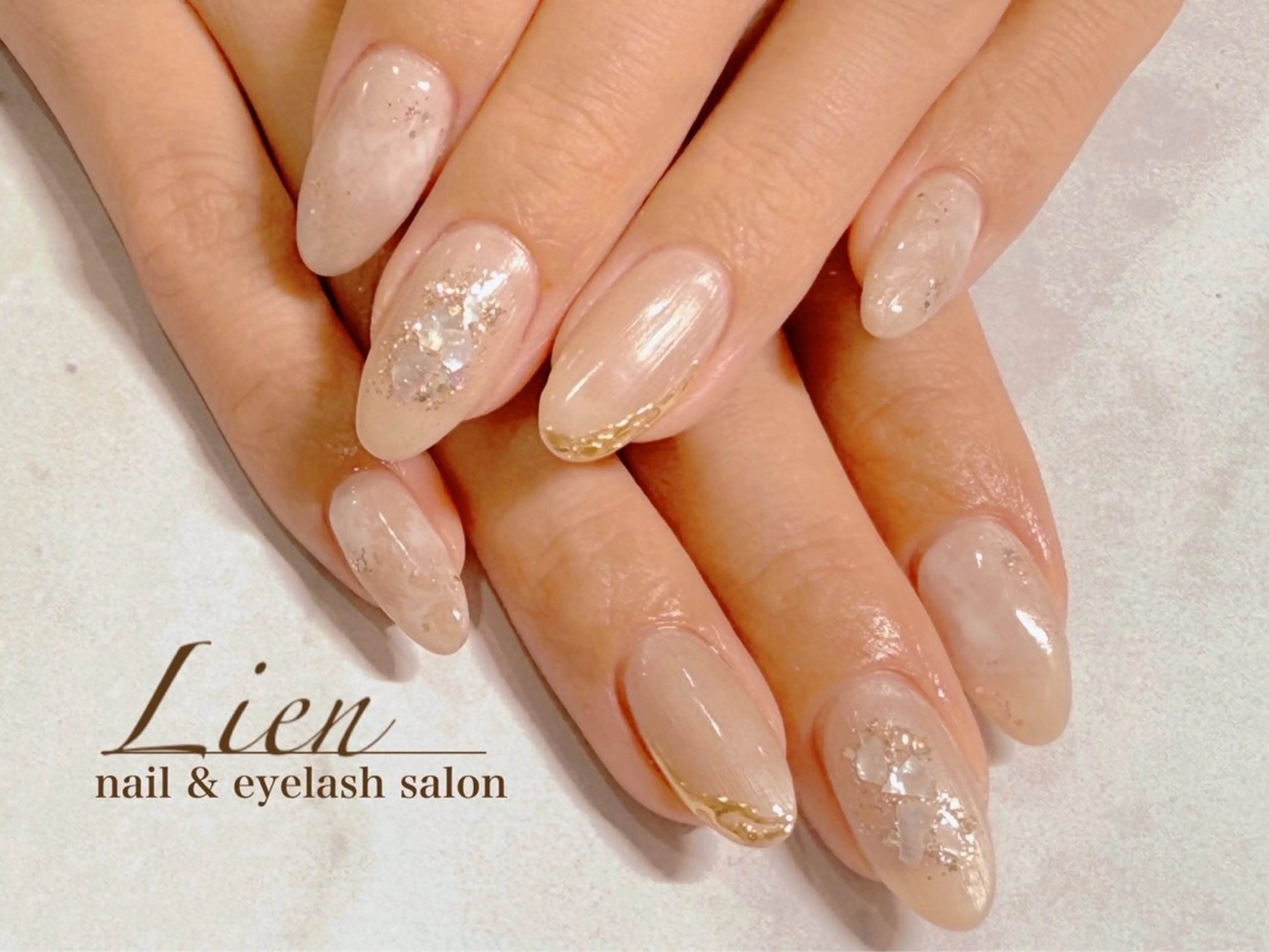 ネイル 長さ出し フットネイル フレンチネイル ジェルネイル ガラスフレンチ ハンドネイル Lien（リアン） 銀座駅6分のネイルデザイン