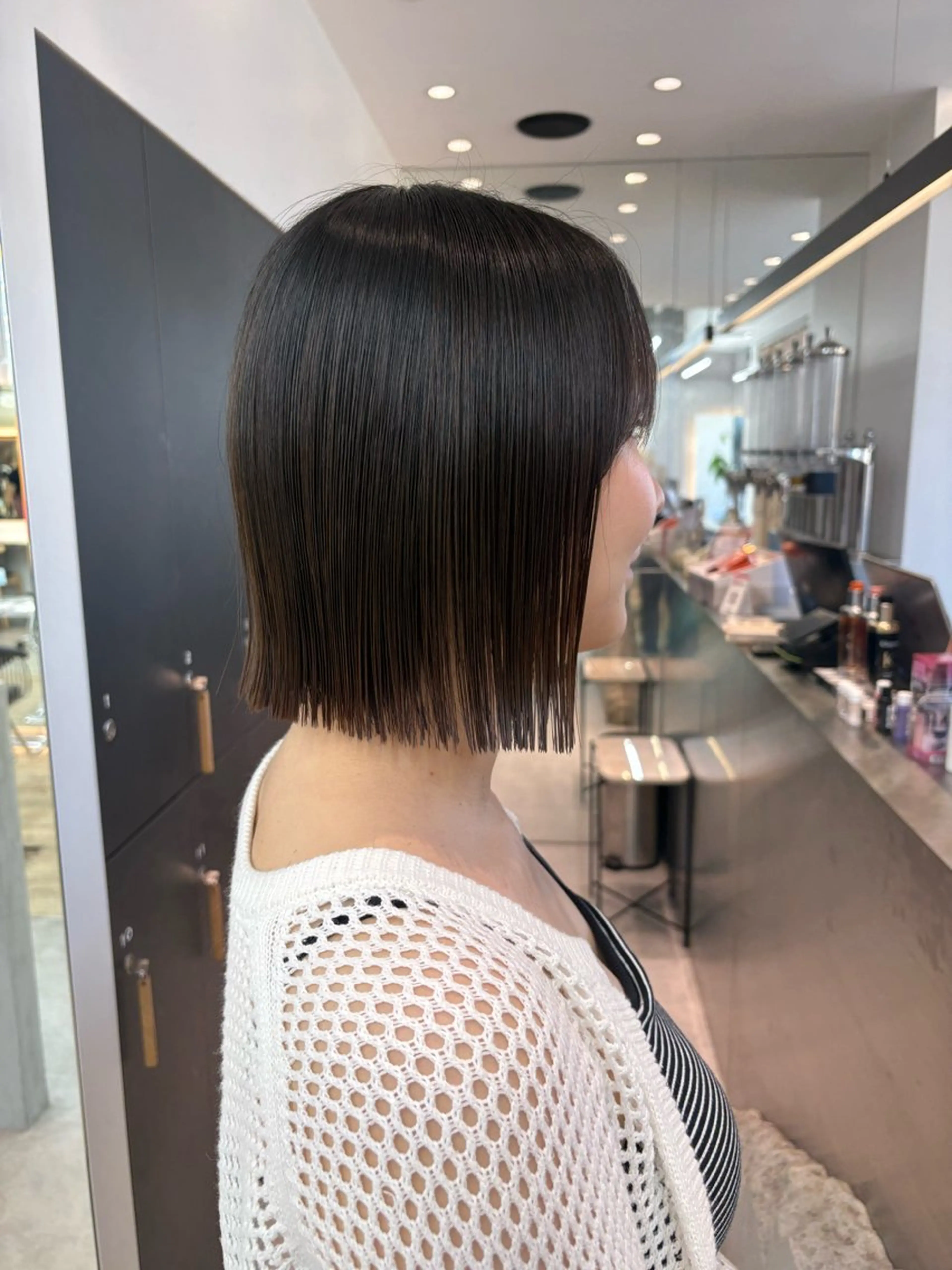 ミディアム カット ヘアカラー トリートメント オリーブベージュ/シ ョートボブたまき🧡のヘアスタイル