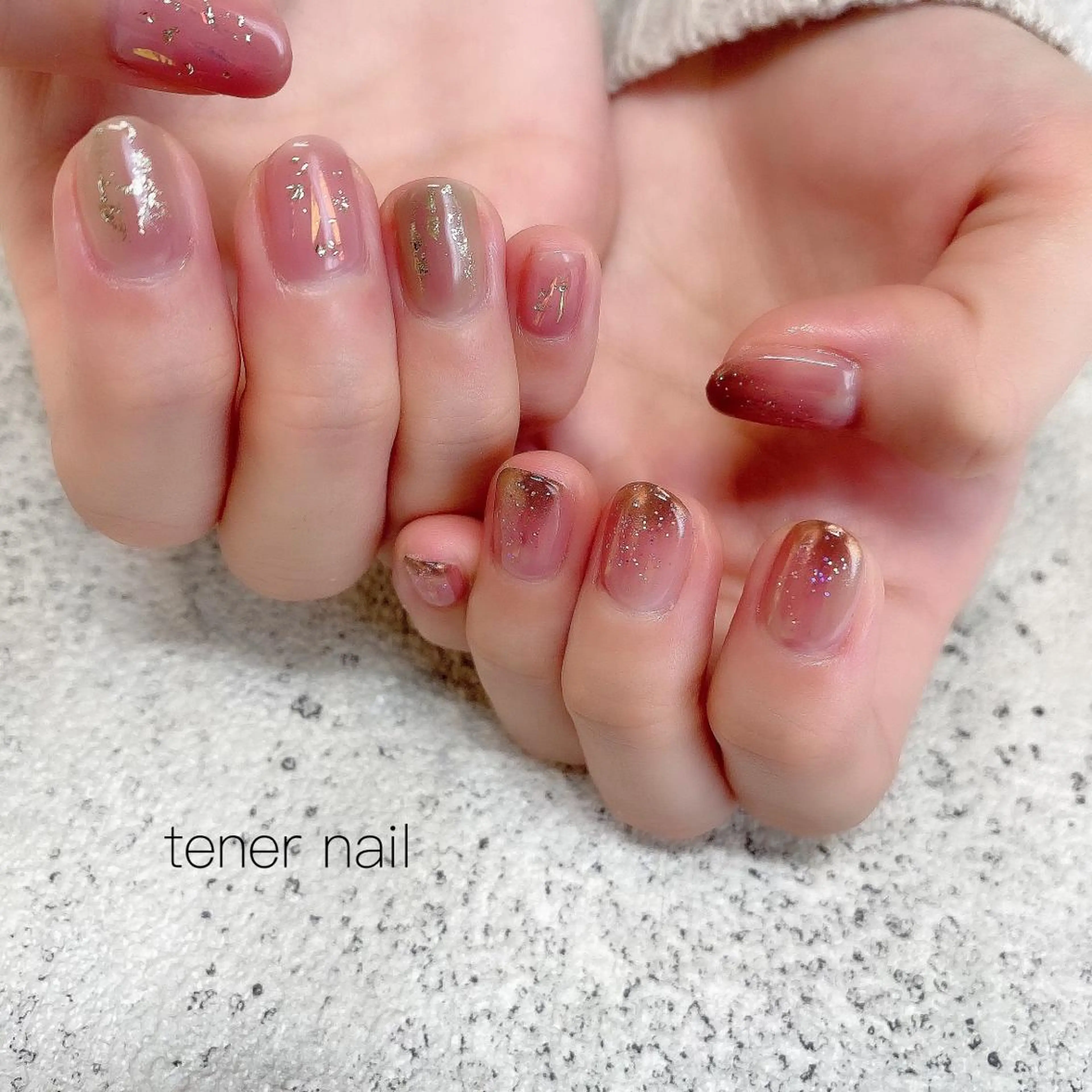 ネイル 氷ネイル・うるうるネイル ニュアンスネイル ピンク テネルネイル tener nailのネイルデザイン