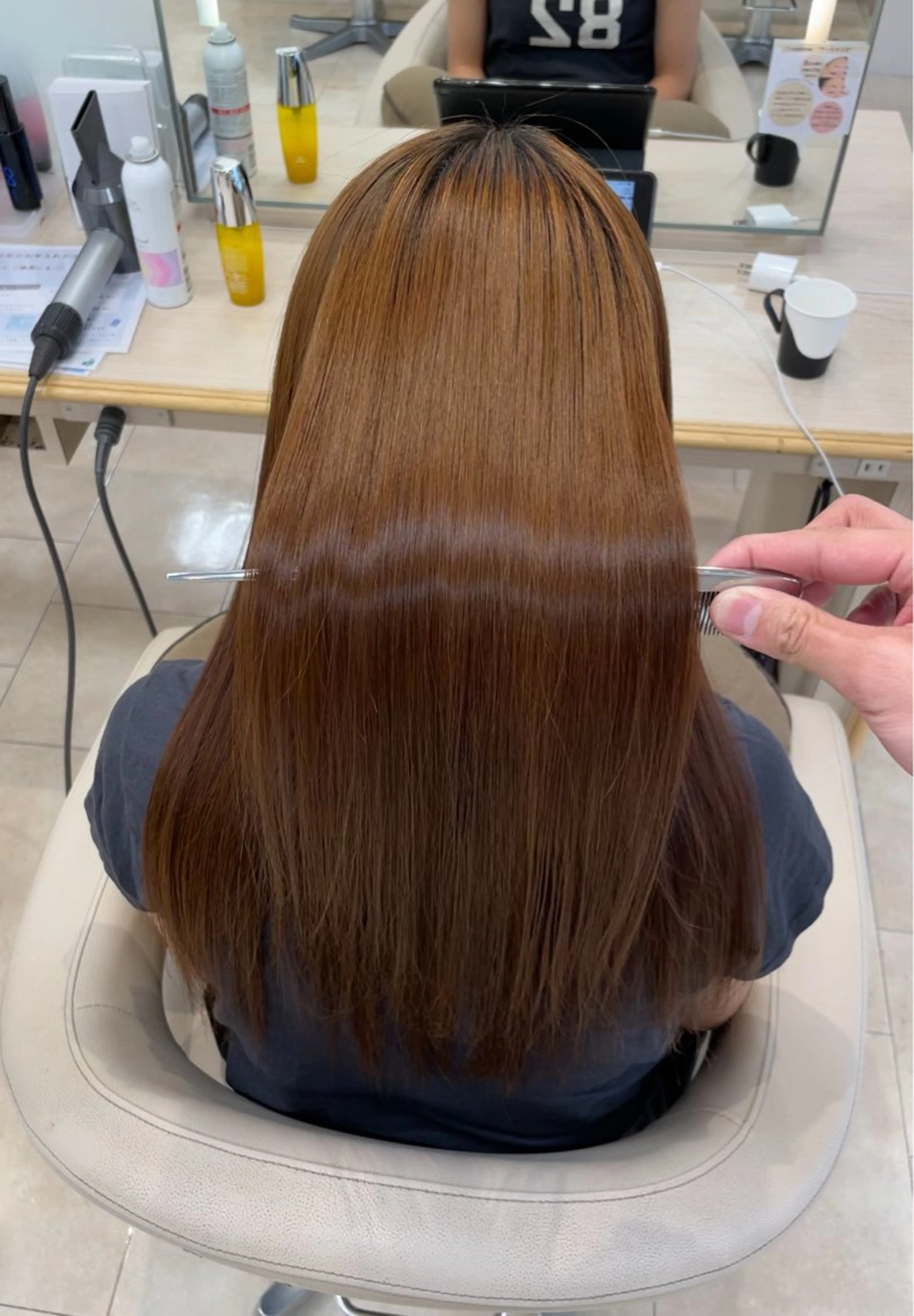 ロング シャドウパーマ／骨格 矯正カット　トモキのヘアスタイル