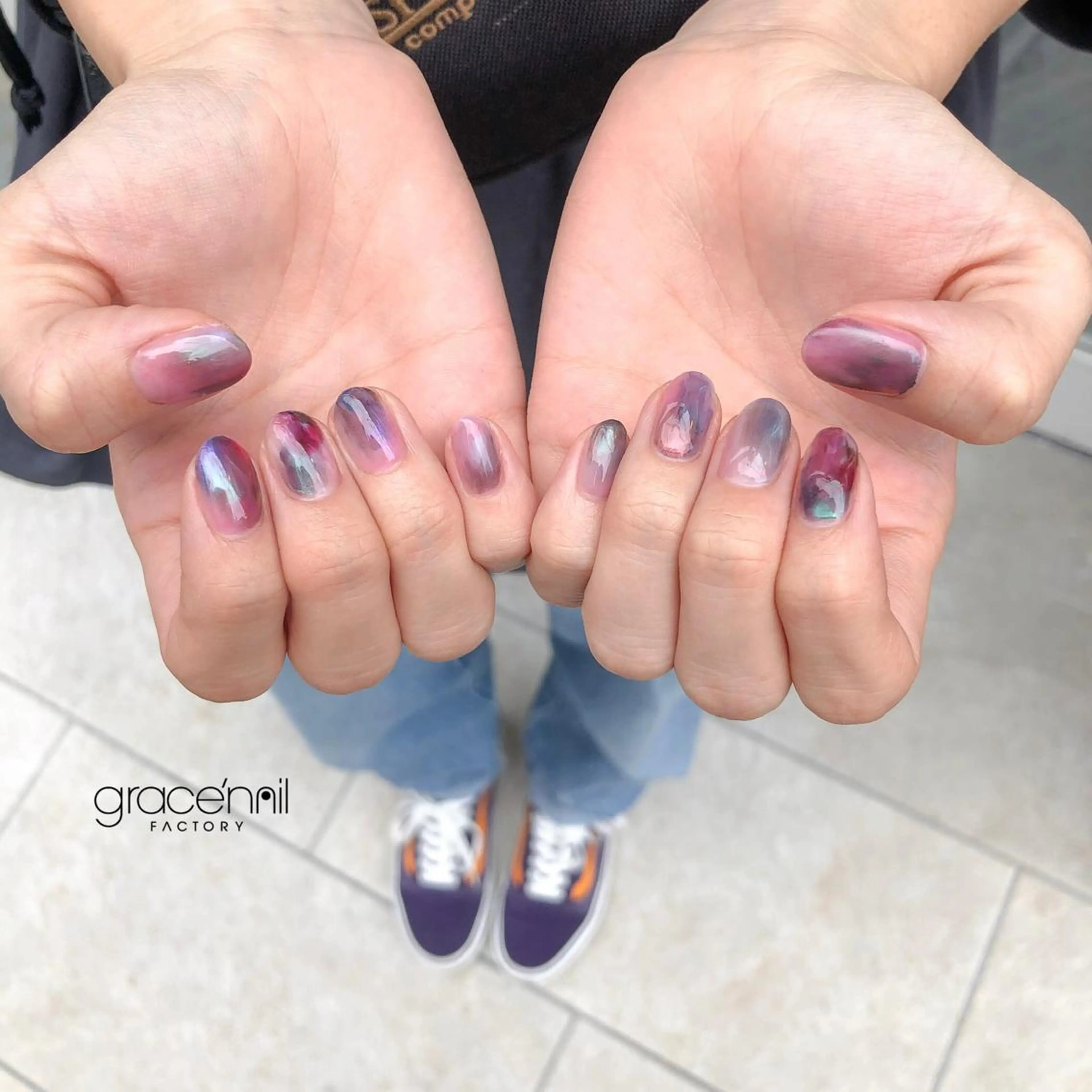 ネイル なんば堀江/育爪施術 ニュアンス✻Kaphのネイルデザイン