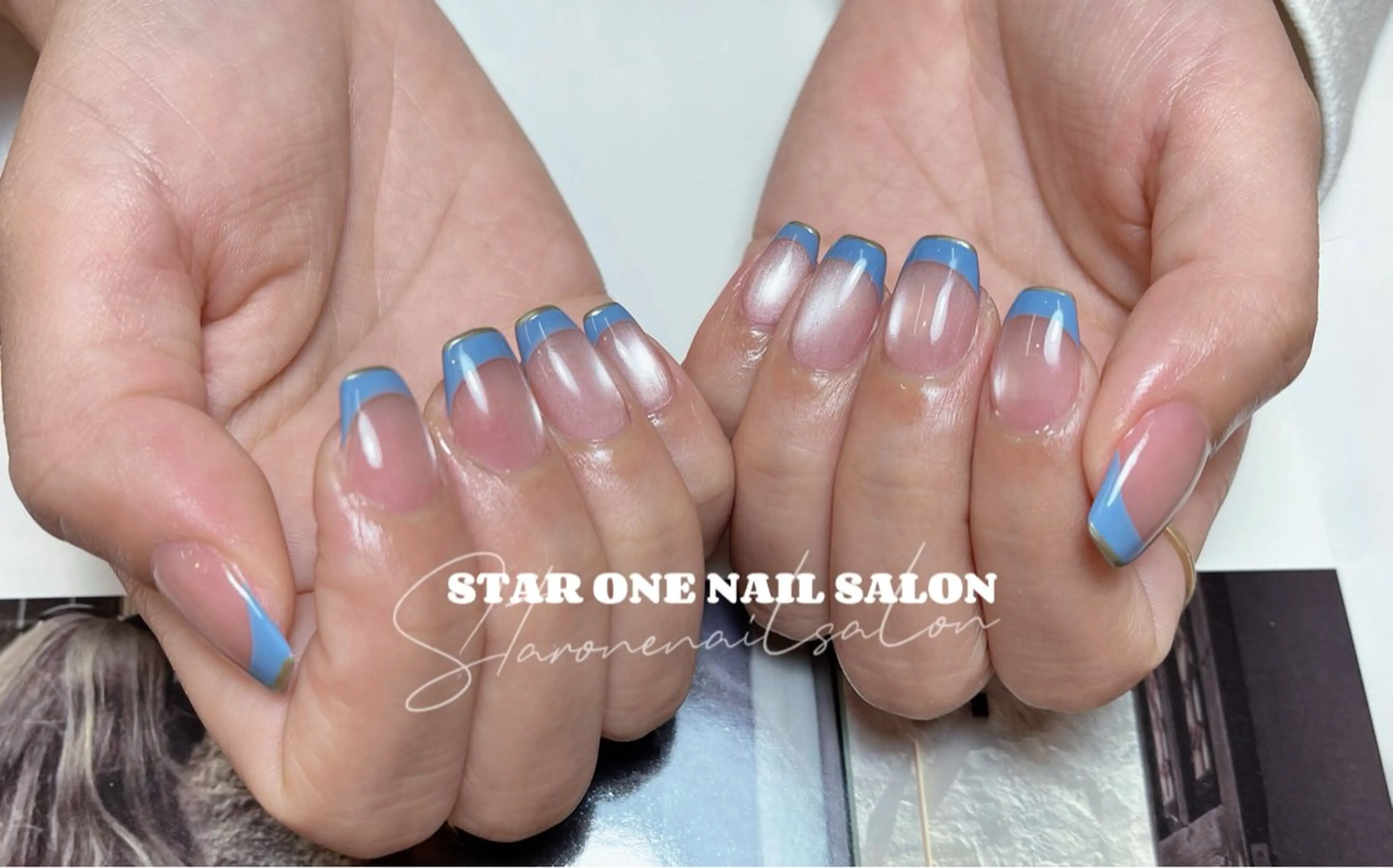 ネイル オーロラネイル チークネイル クリアネイル キラキラネイル 韓国ネイル ハンドネイル 星 あみのネイルデザイン