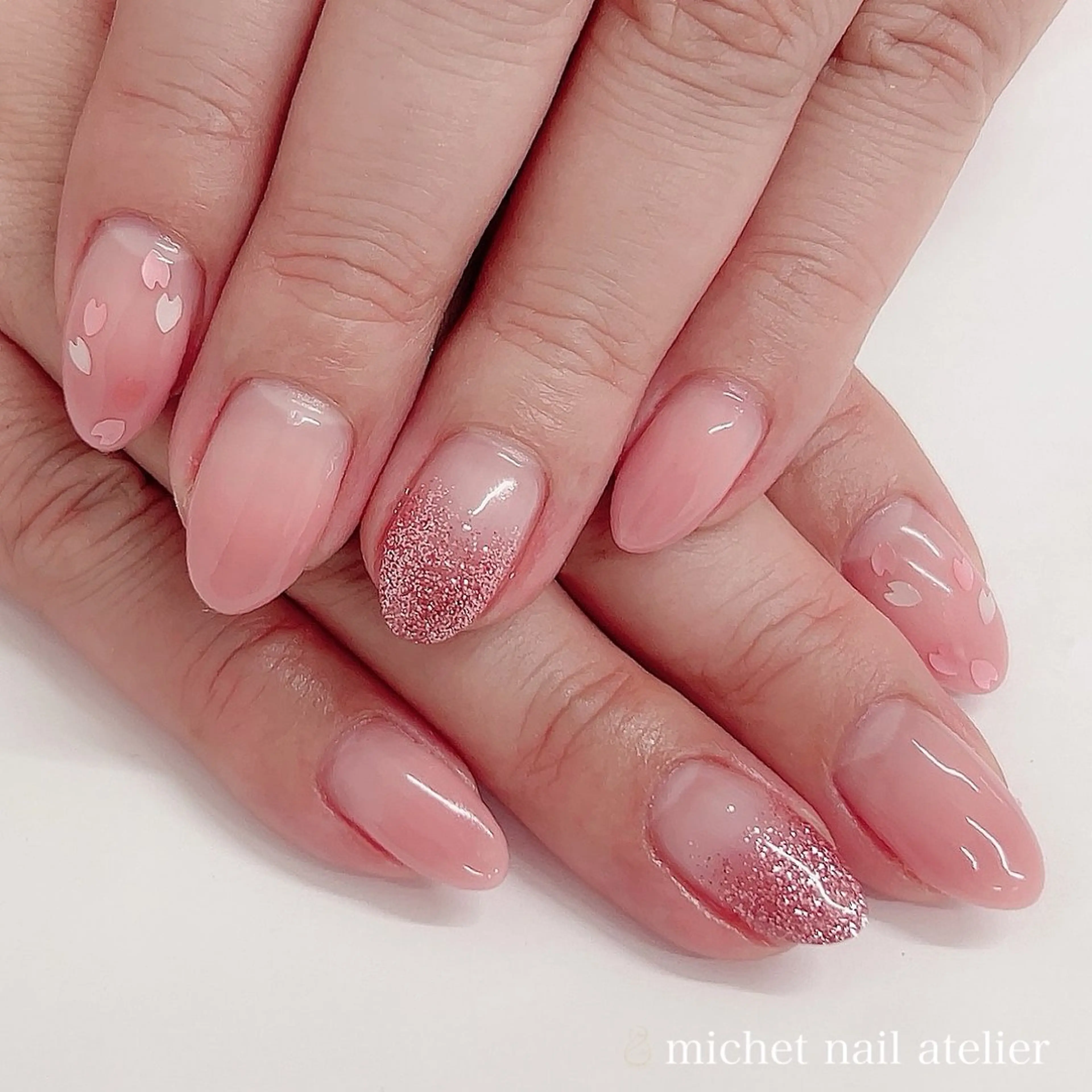 ネイル 桜ネイル ジェルネイル グラデーション 春ネイル ハンドネイル h. rikaのネイルデザイン