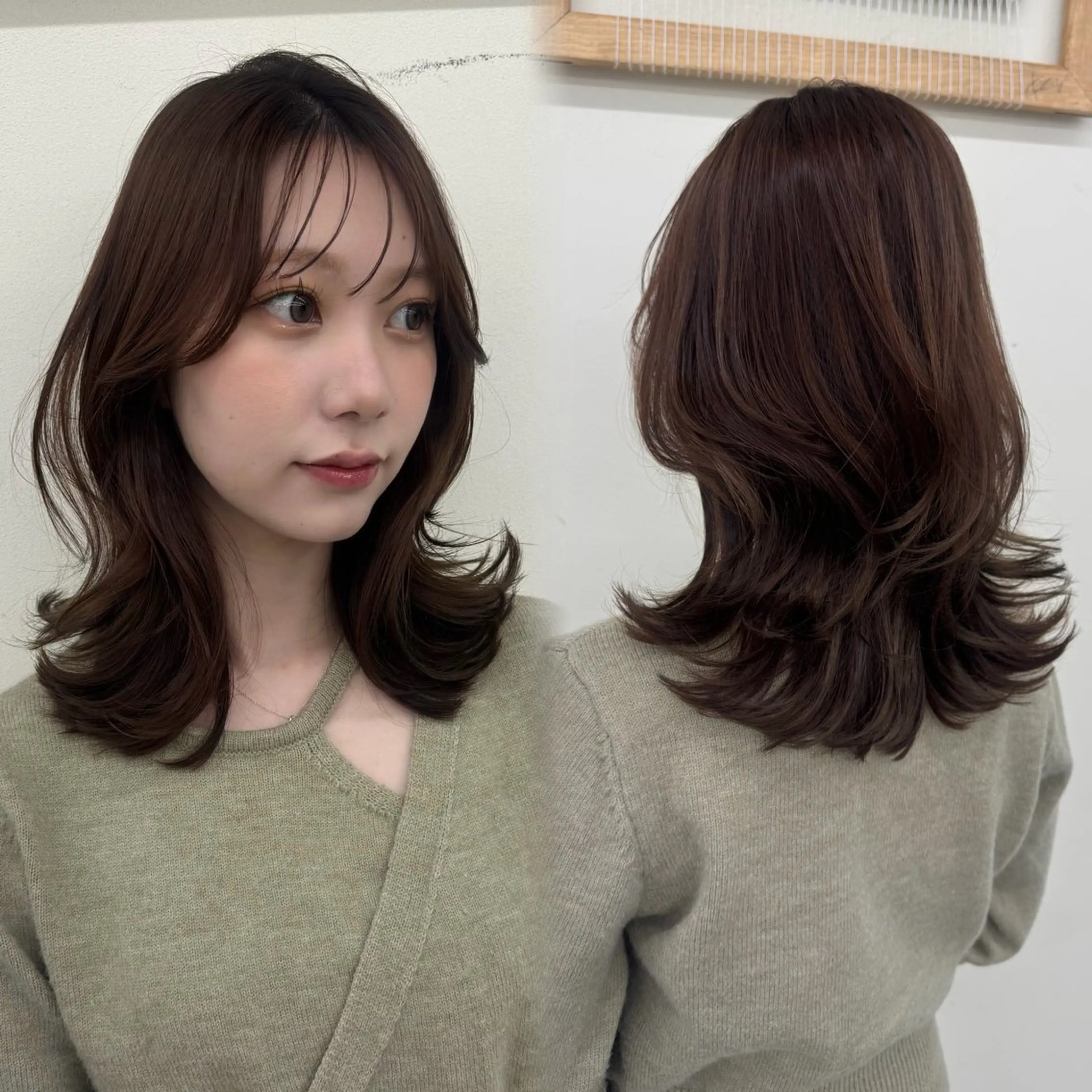 ミディアム カット ヘアカラー トリートメント レイヤーカット/髪質 改善/momo🎀のヘアスタイル