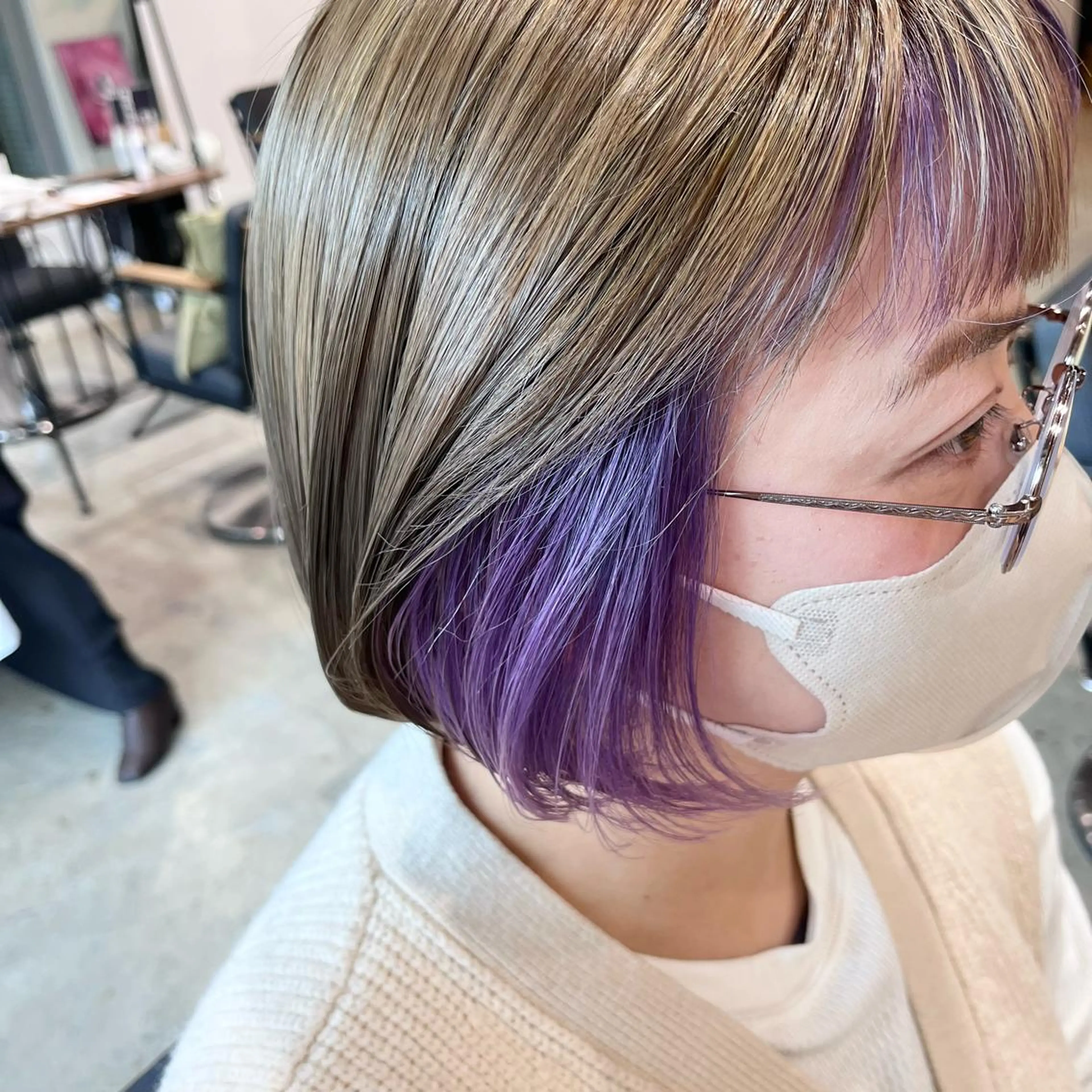 ショート カラー ブリーチ インナーカラー 🌷レイヤーカット/ フルキシオリ🌷のヘアスタイル