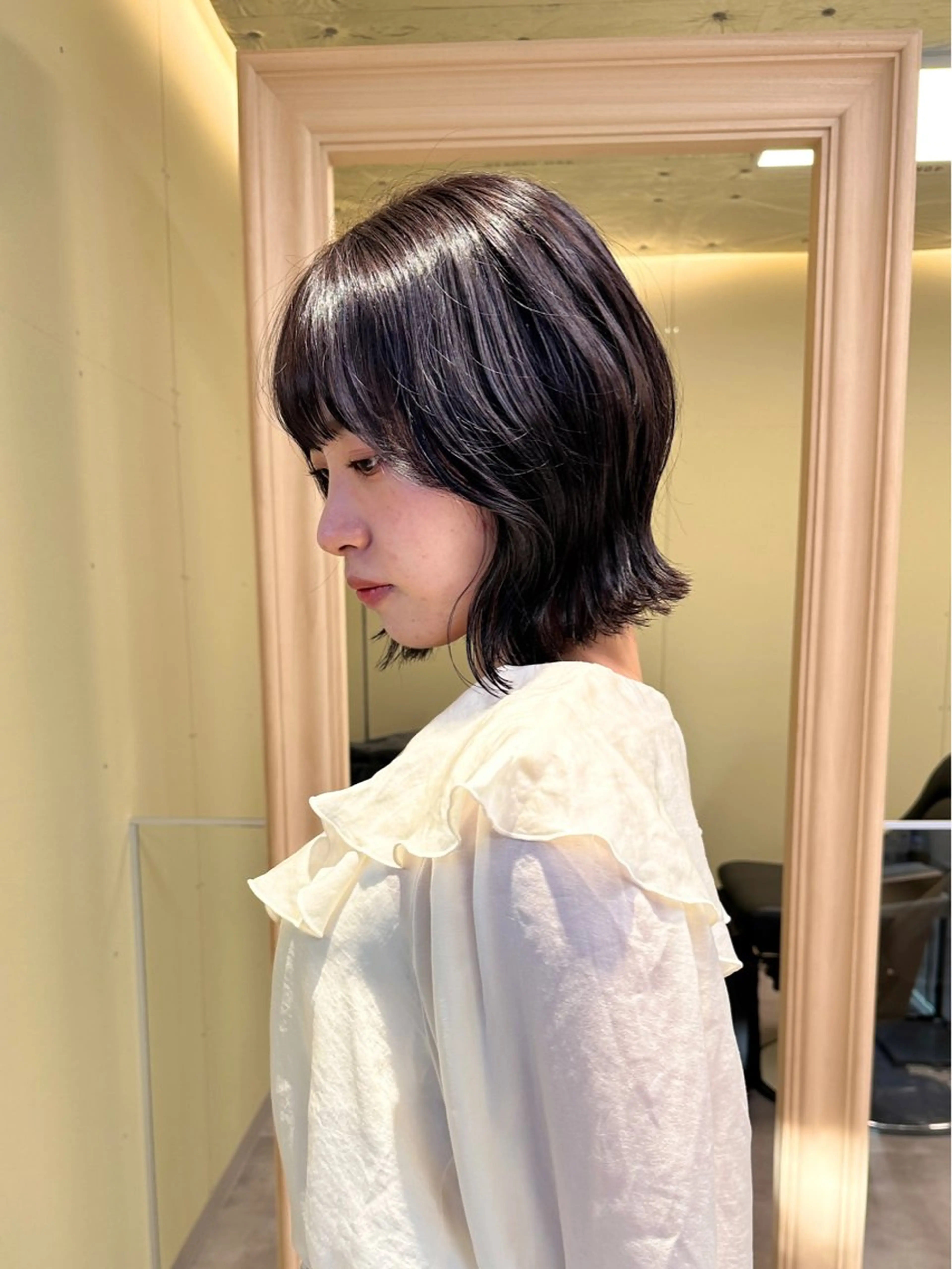 ミディアム カット ヘアカラー ボブ/ぱつっとボブ/ 谷口 海星のヘアスタイル