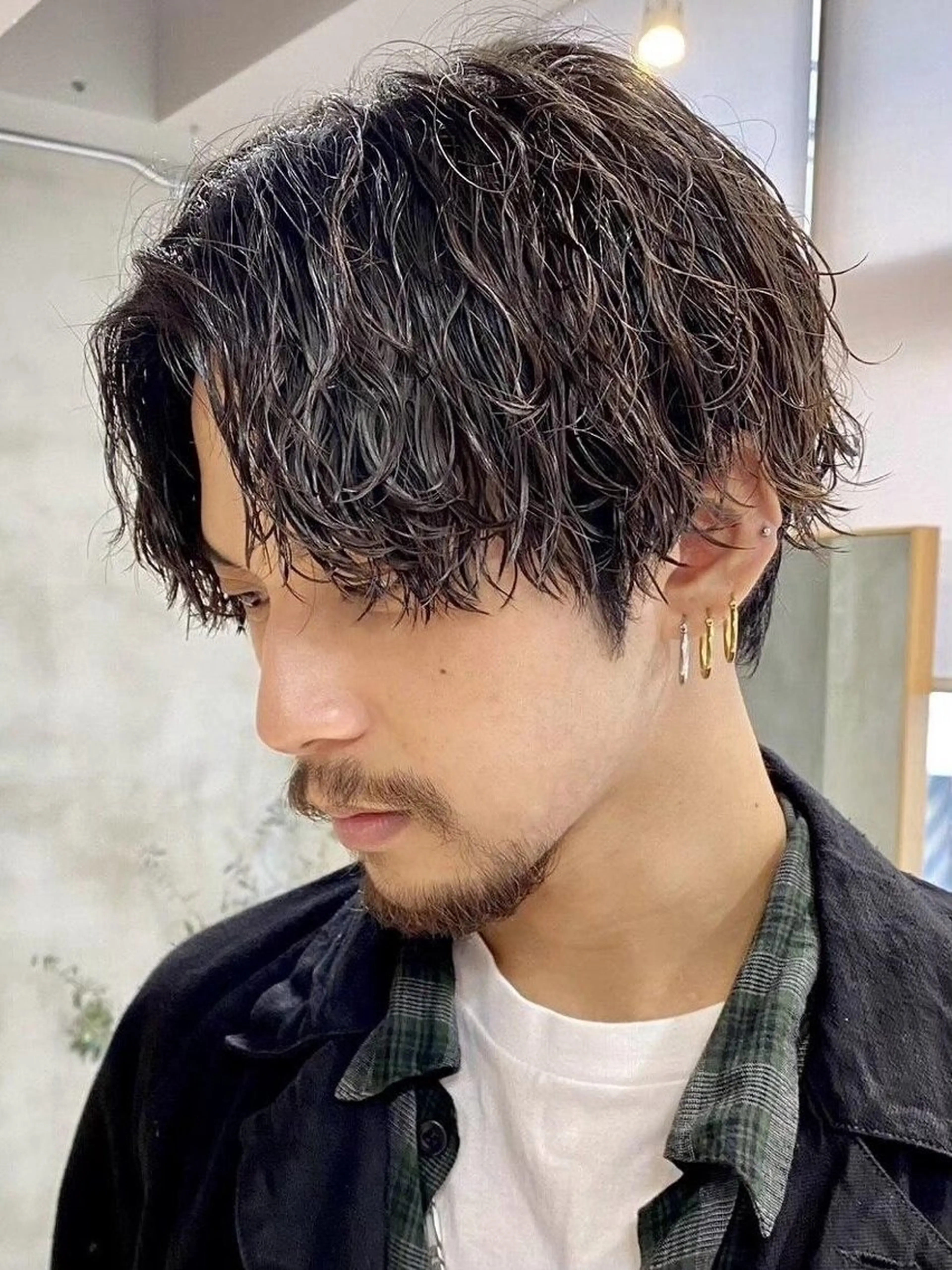 パーマ メンズ センターパート コンマヘア フェードカット カルマパーマ マッシュ 原宿 無料カット fifth イノウエのヘアスタイル