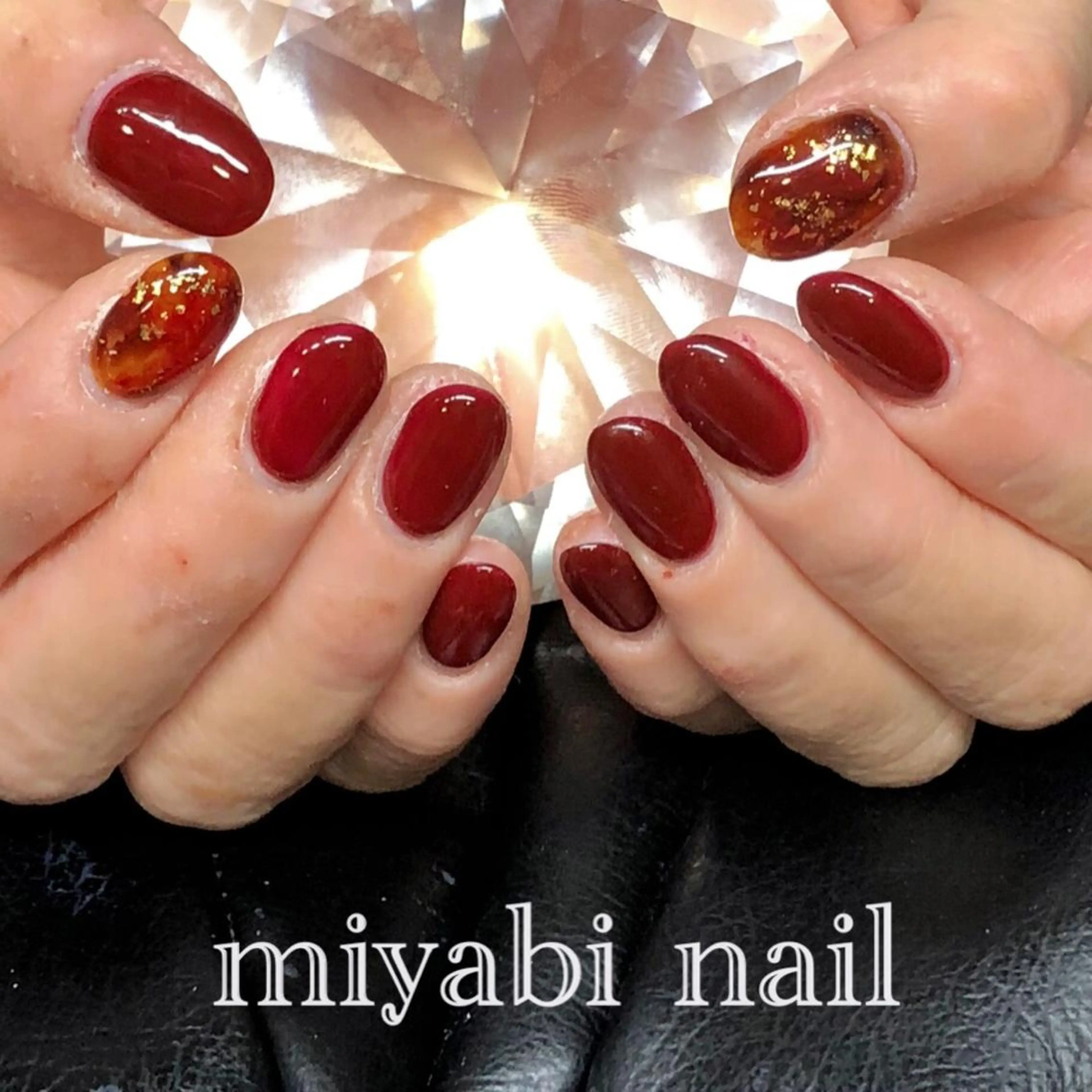 ネイル ボルドー 持ち込み ハンドネイル miyabi nail 桂川駅近くのネイルデザイン