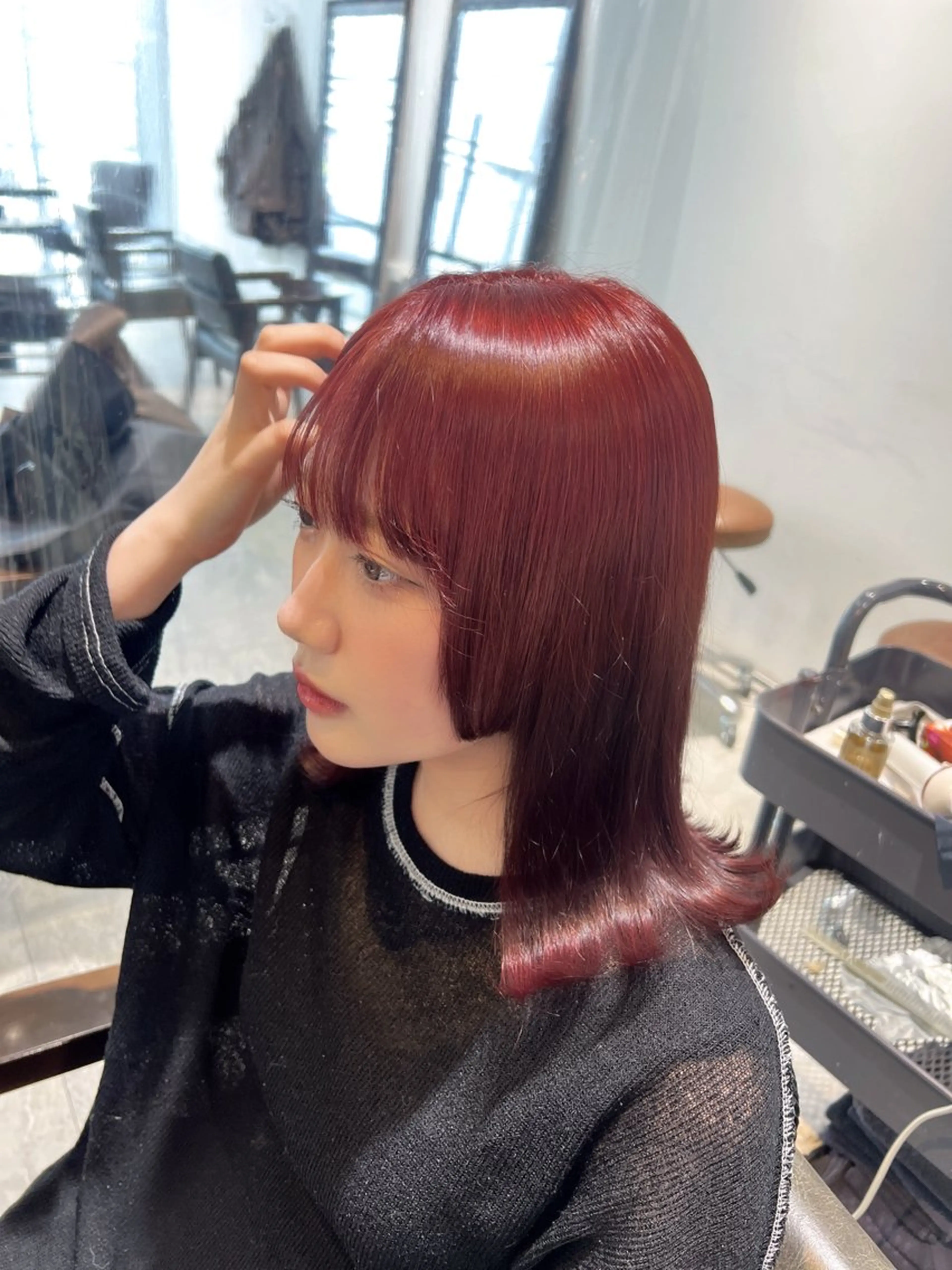 ミディアム カラー ヘアアレンジ 🎀ハイトーン・艶 カラー HANA🎀のヘアスタイル