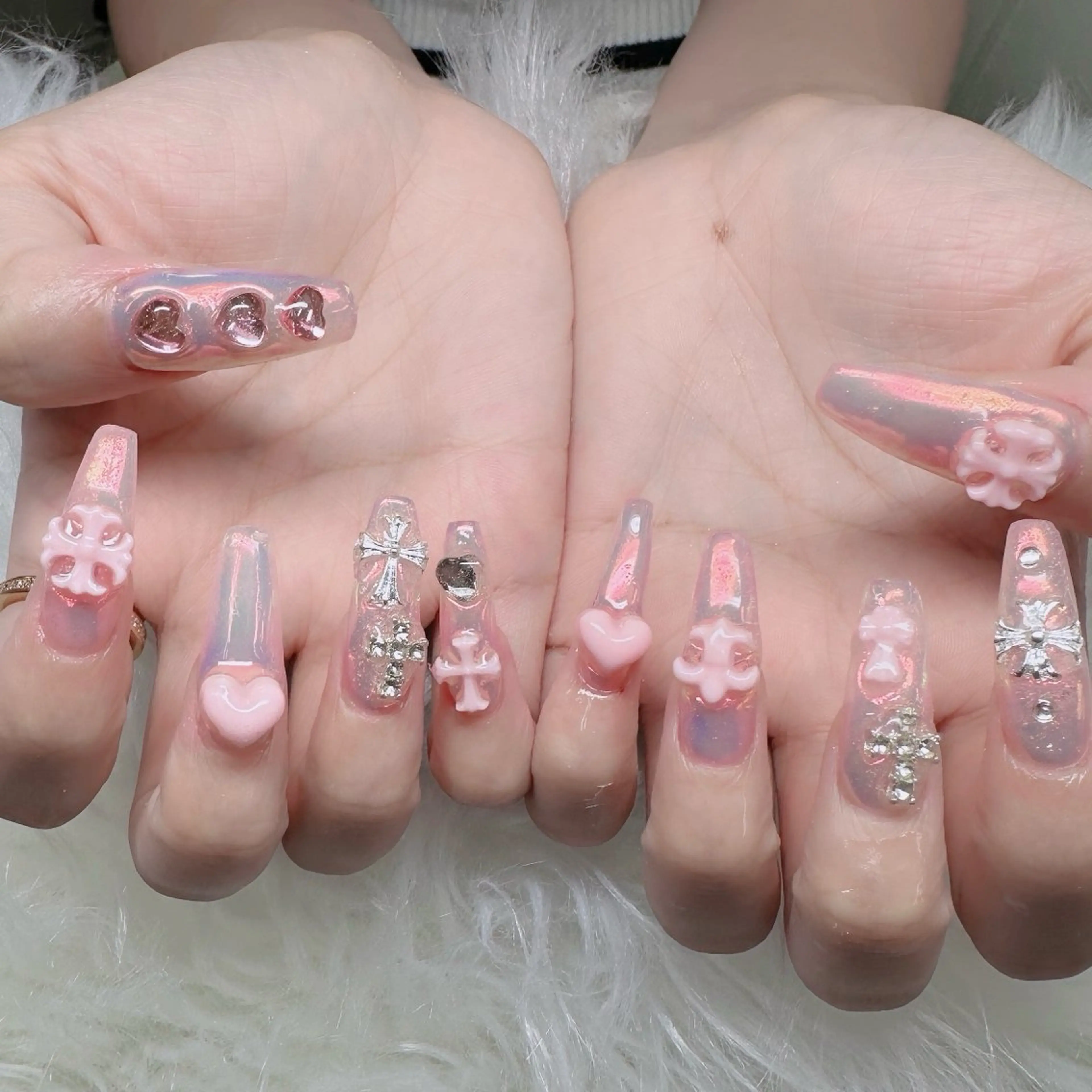 ネイル ロングネイル マグネットネイル リボン 夏ネイル スーパーロングネイル ハンドネイル Hani Nail XUKAのネイルデザイン