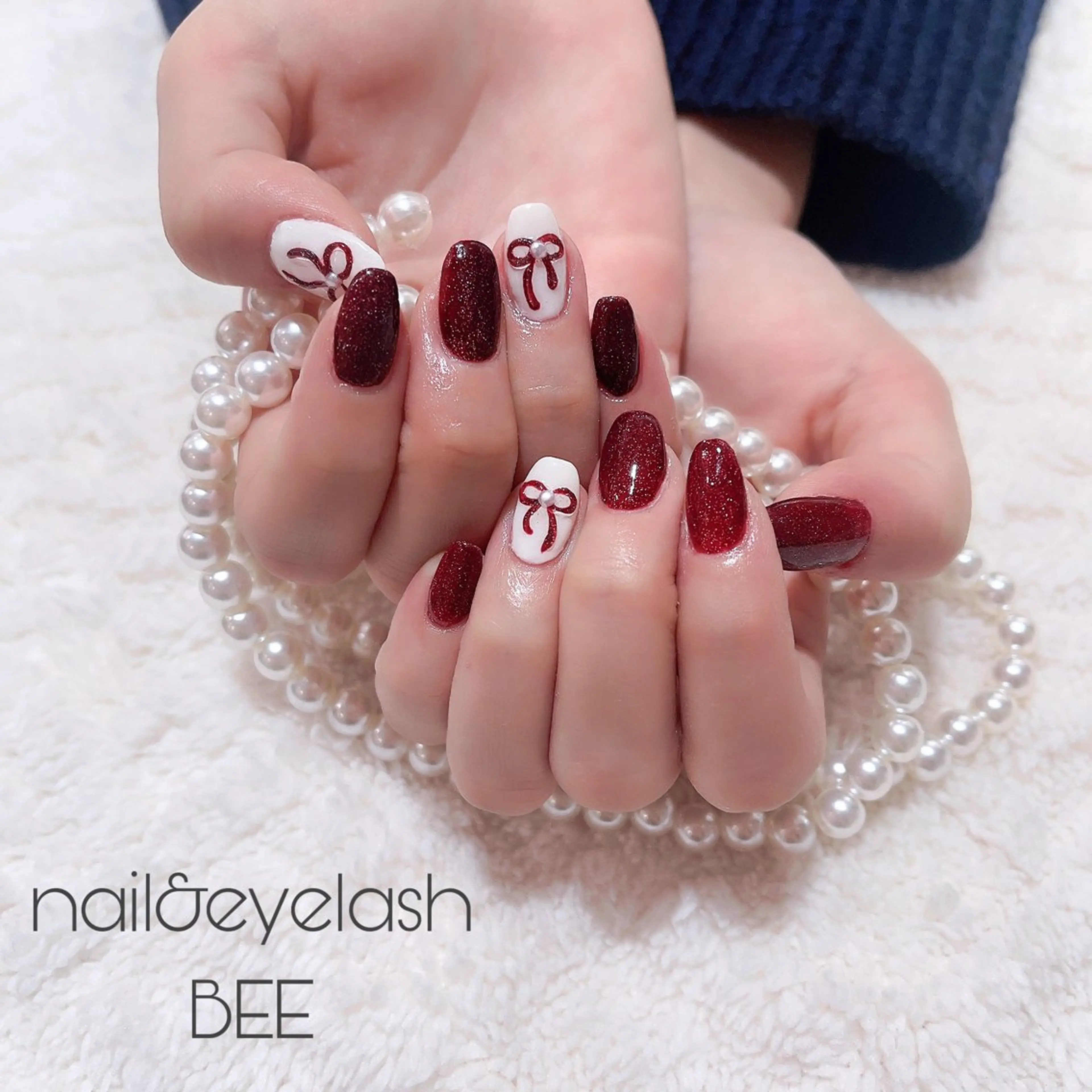 ネイル リボン NailBee銀座店 🤎Akaのネイルデザイン