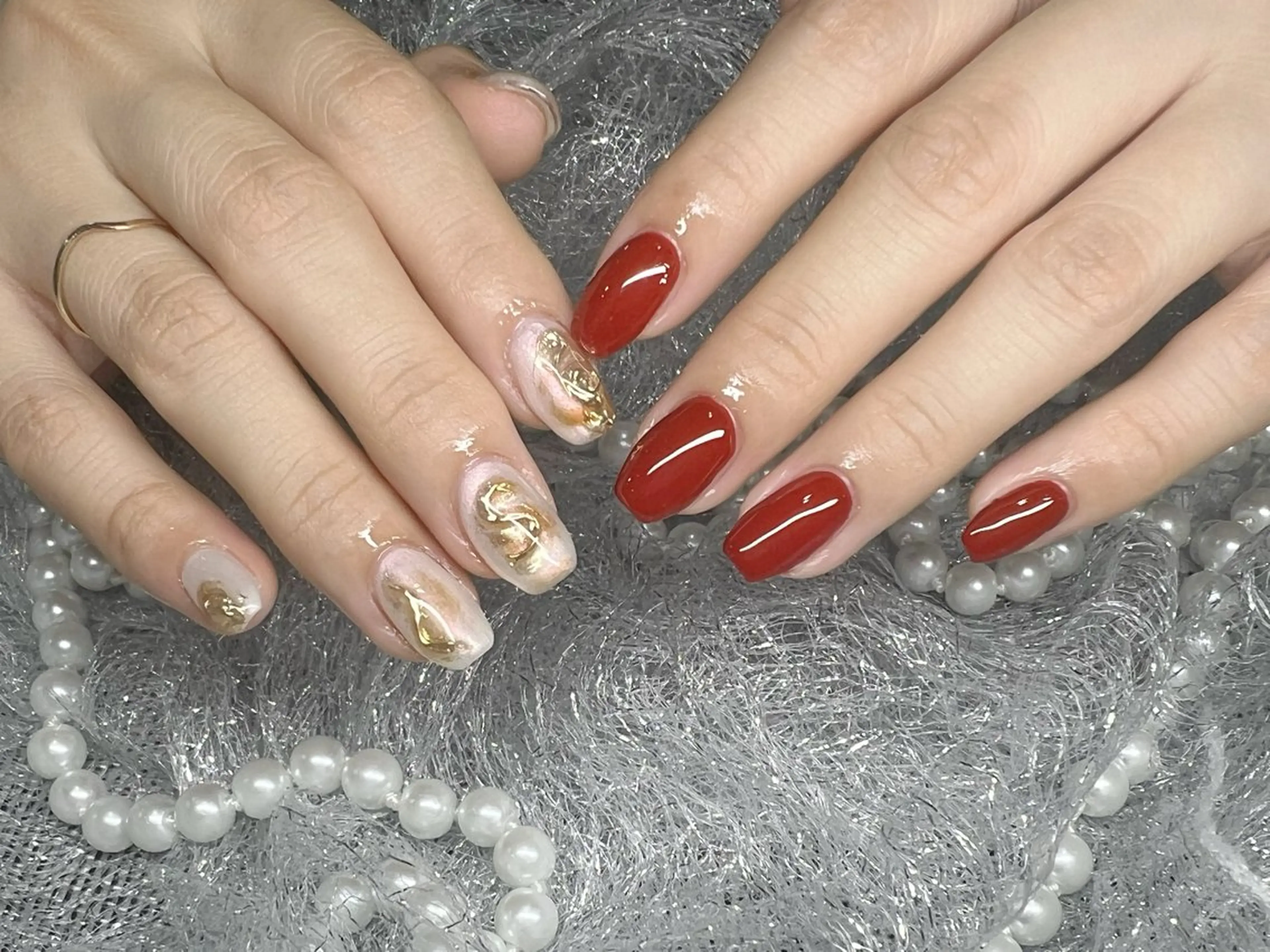 ネイル ジェルネイル 韓国ネイル 持ち込み パラジェル ワンホンネイル ハンドネイル More Glam 池袋東口店のネイルデザイン