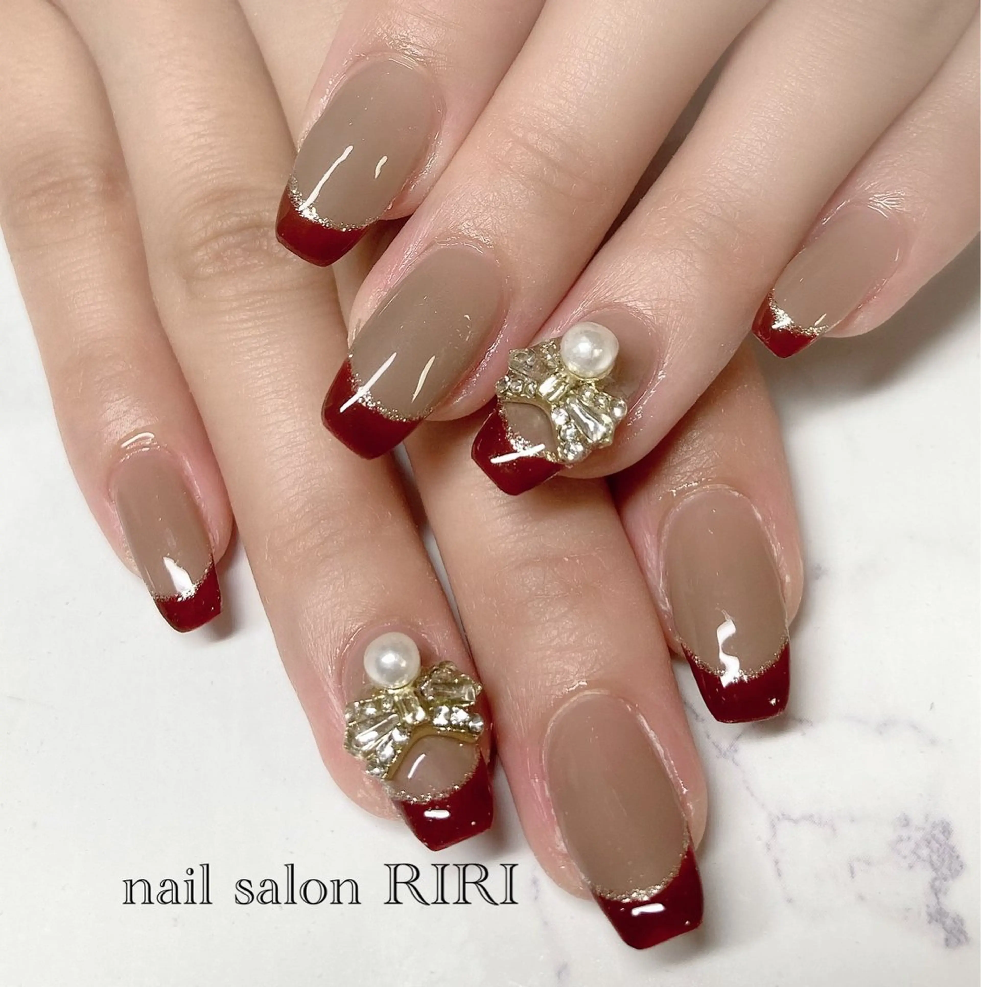 ネイル ボルドー フレンチネイル private  nail  salon RIRI所属・RIRI リリのネイルデザイン