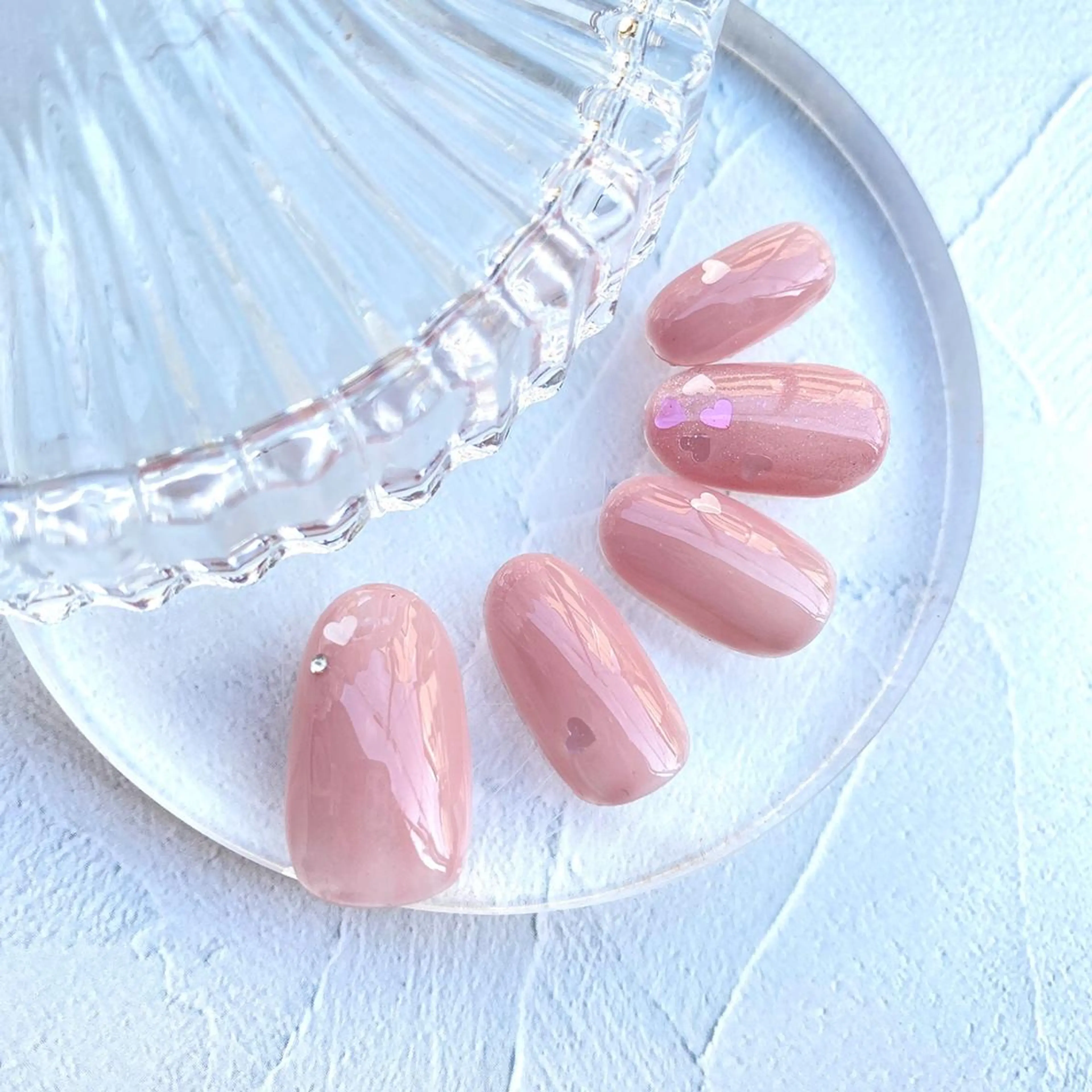 ネイル ハート ピンク ハンドネイル ハンドケア 【育児休暇中】今中 沙季のネイルデザイン