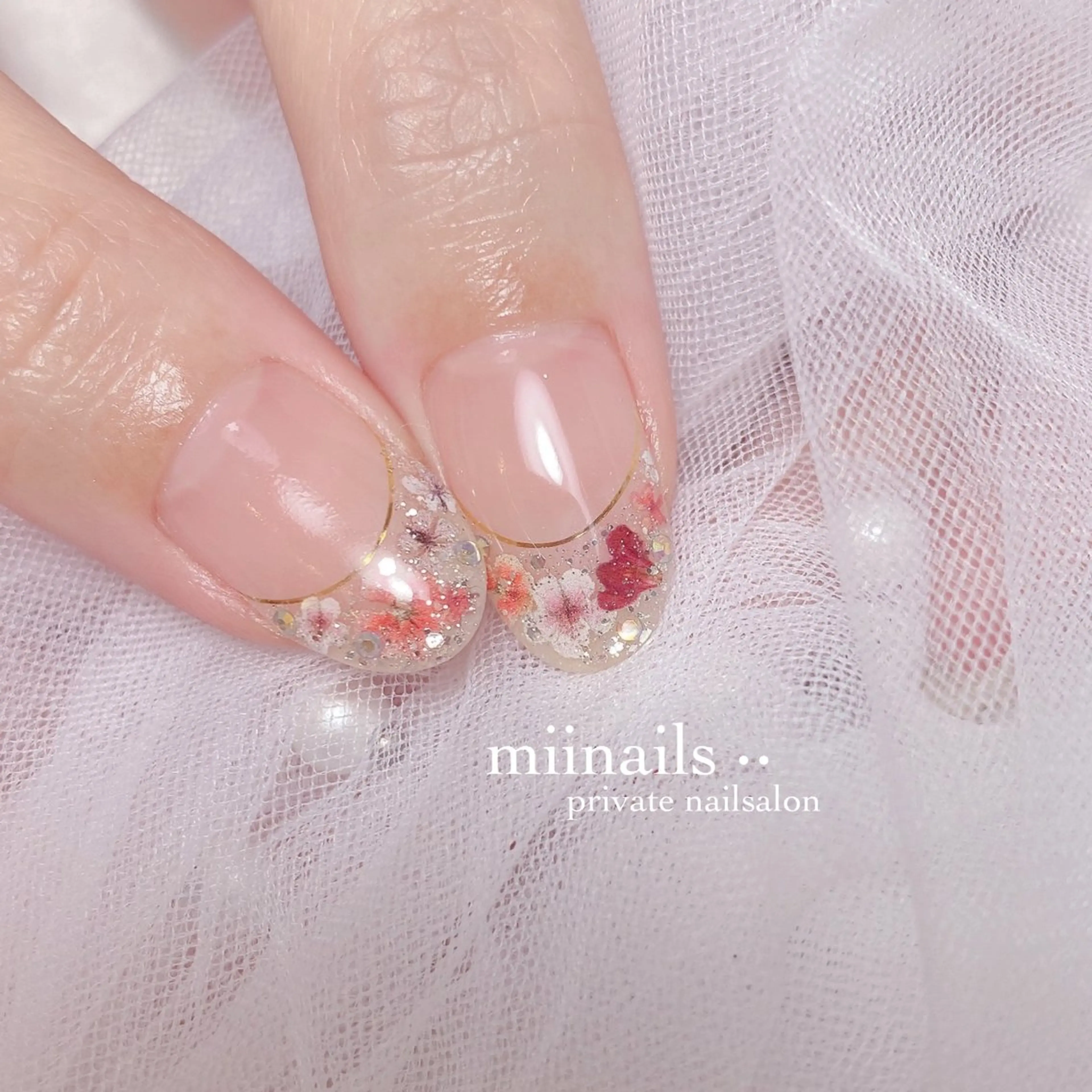 ネイル フレンチネイル 韓国ネイル ワンホンネイル ハンドネイル nailsalon miinailsのネイルデザイン