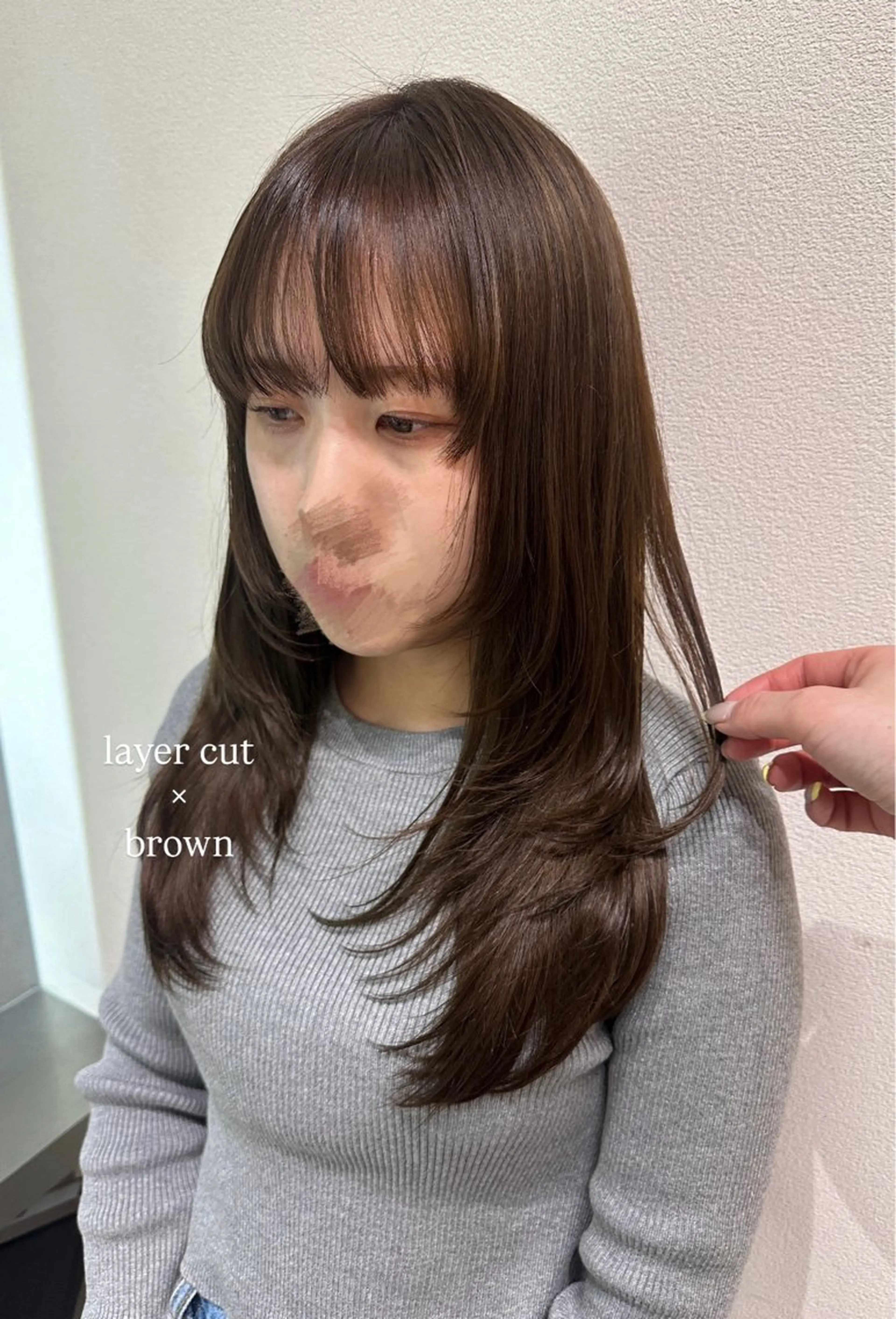 セミロング カラー ヘアアレンジ ブリーチ ブラウンカラー 透明感カラー レイヤーカット カット ヘアカラー トリートメント 🇰🇷韓国ｽﾀｲﾙ ﾚｲﾔｰ/ayanaのヘアスタイル