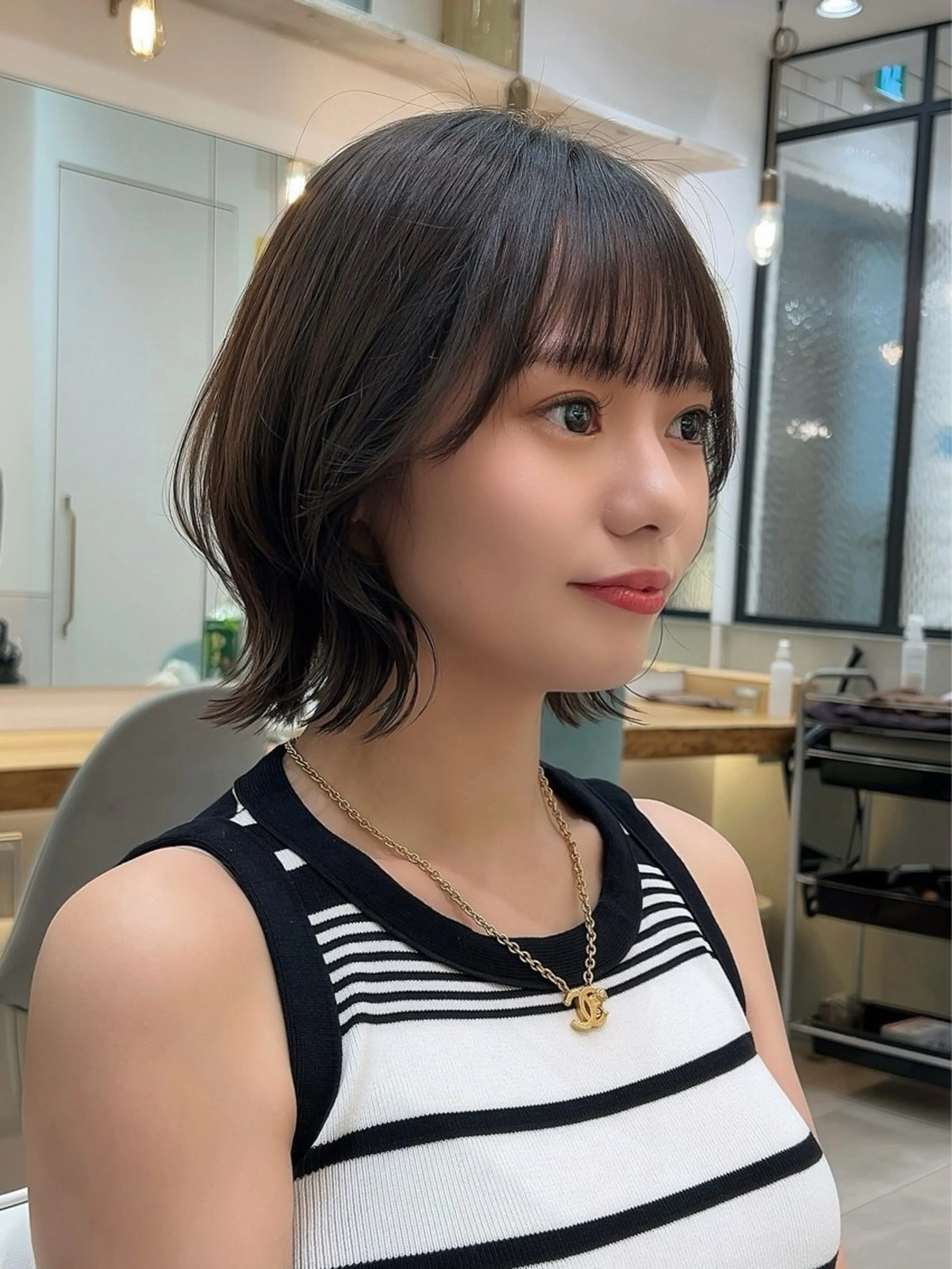 ショート ボブレイヤー ボブ くびれヘア 韓国風ヘア レイヤーカット ボブ/レイヤーボブ/ 髪質改善/梶川 夏季のヘアスタイル