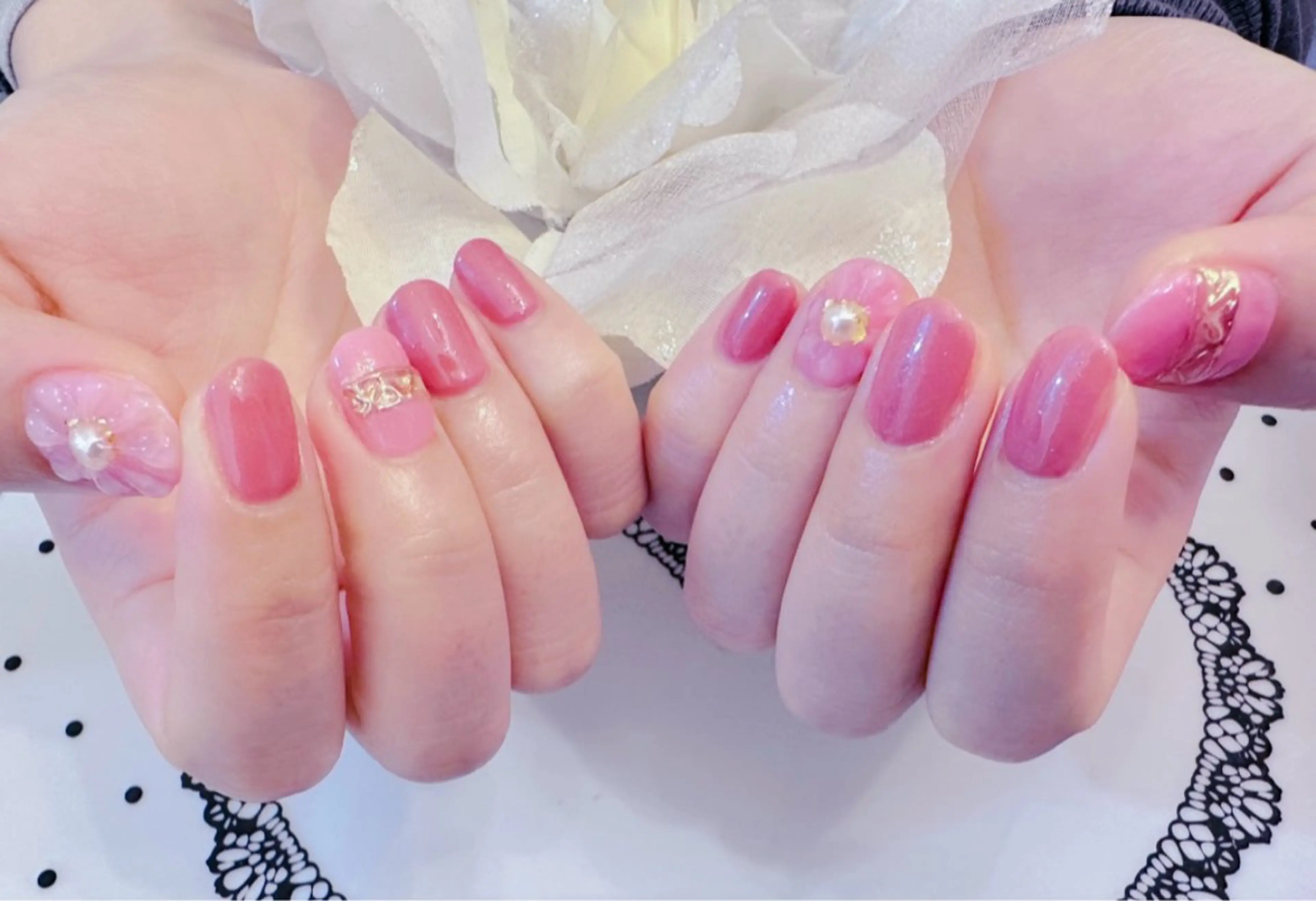 ネイル アートネイル 桜ネイル 長さ出し フラワーネイル ジェルネイル LUCIA(ルシア）所属・LUCIA 南柏ネイルサロンのネイルデザイン