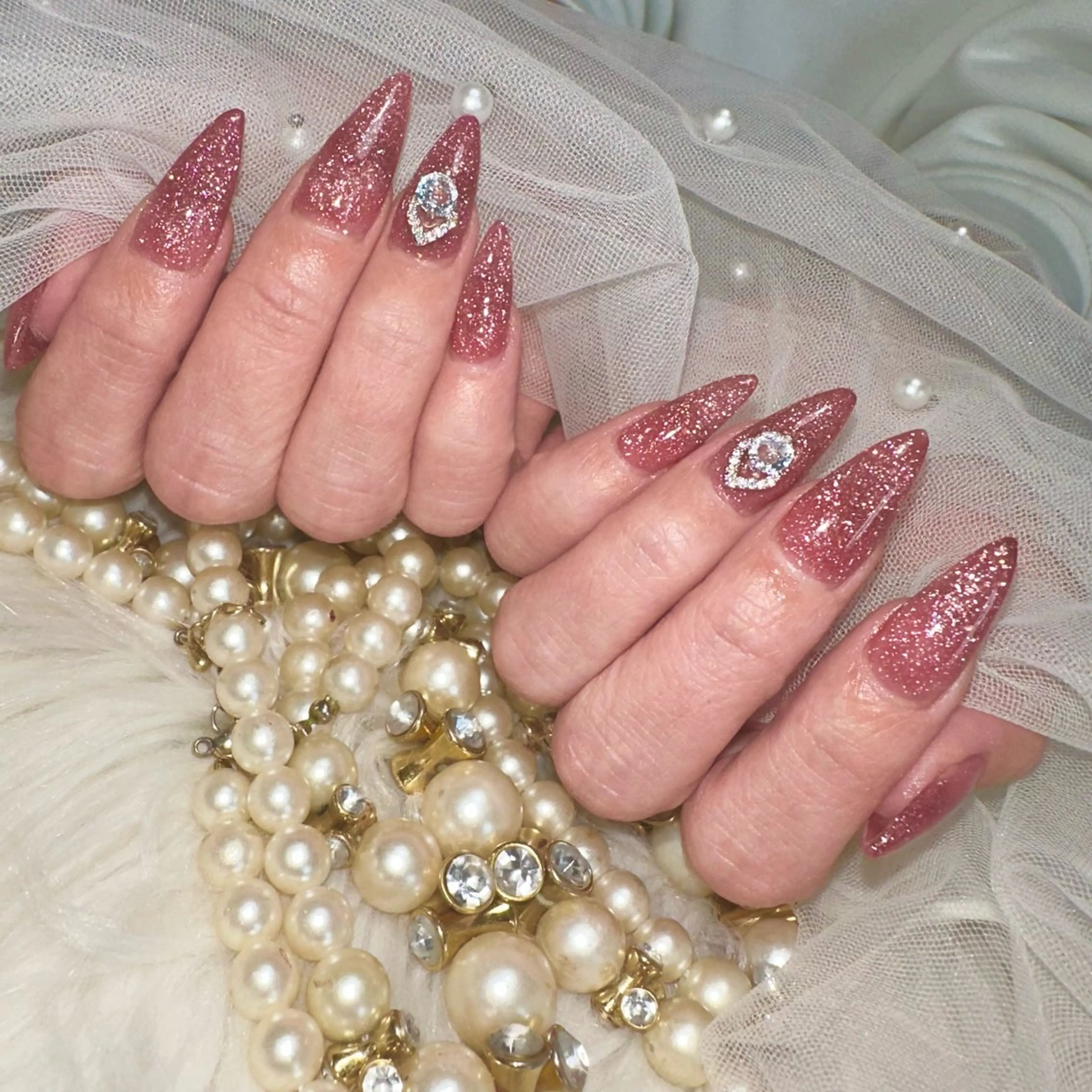 ネイル ラメ(グリッター) スカルプネイル ハンドネイル Feel♡ JYURIAのネイルデザイン