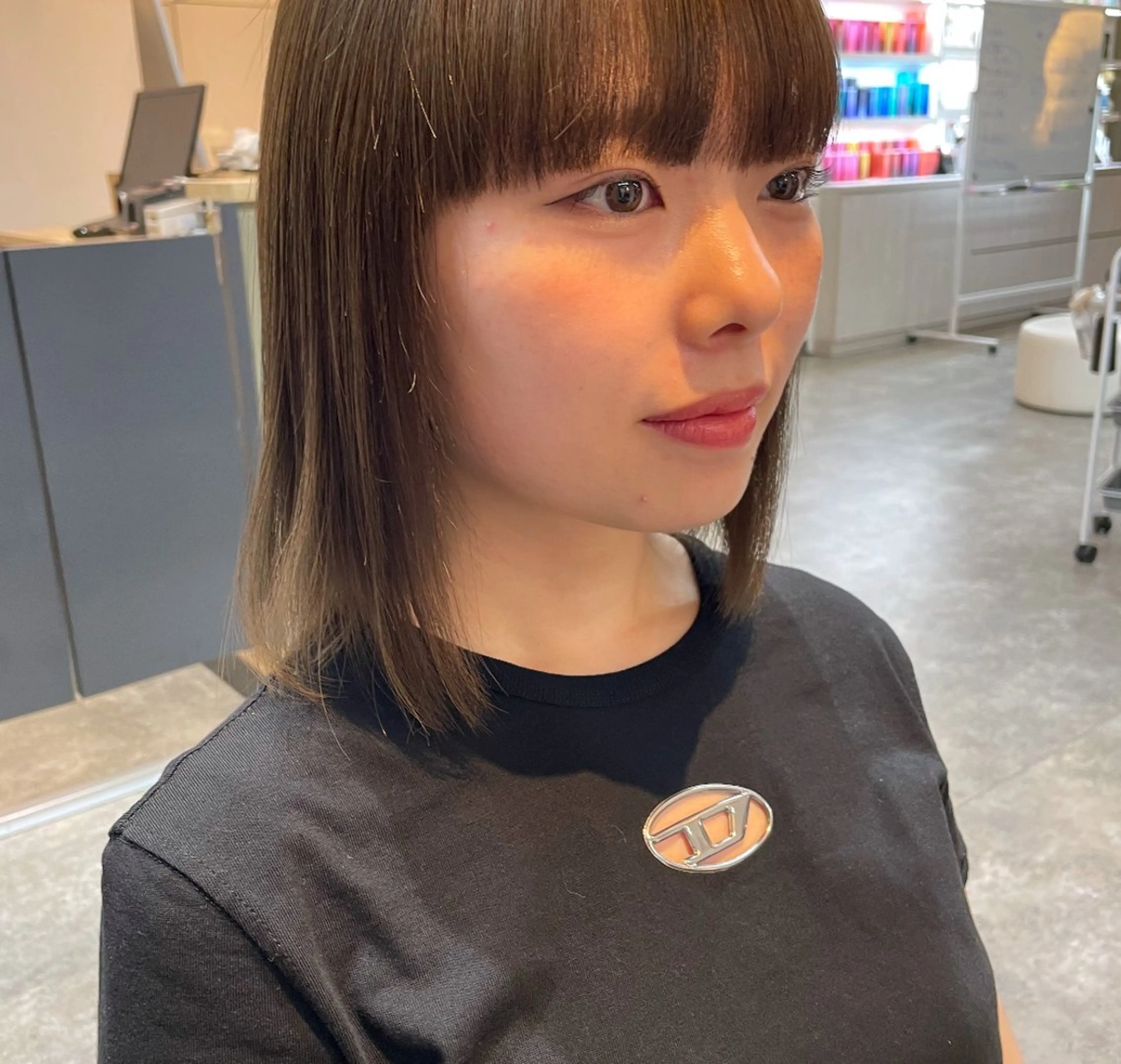 ミディアム カラー ベージュカラー 透明感カラー オリーブベージュ 【無料カットモデル】 水山まさはる🌸のヘアスタイル