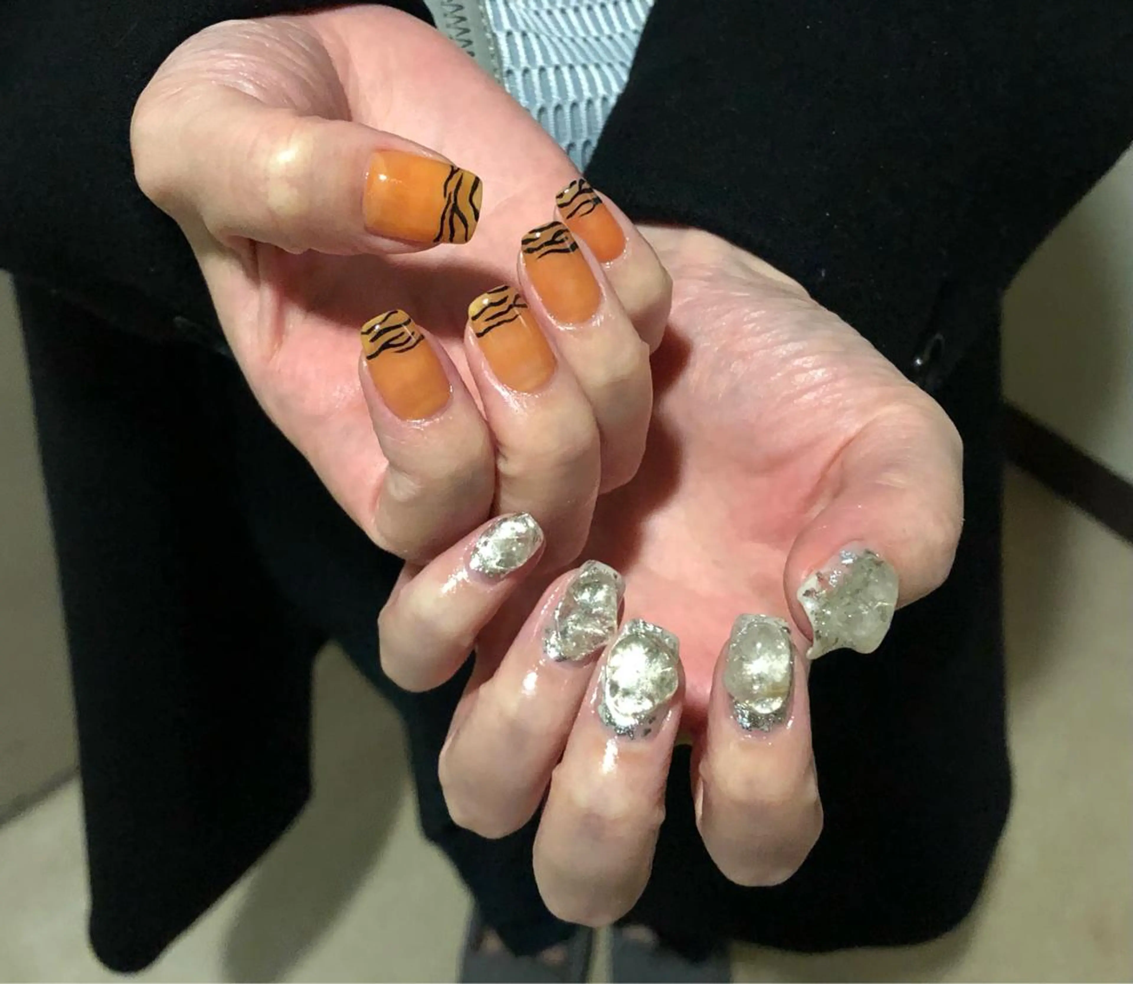 ネイル オーロラネイル パラあり！フィルイン 美フォルムのネイルデザイン