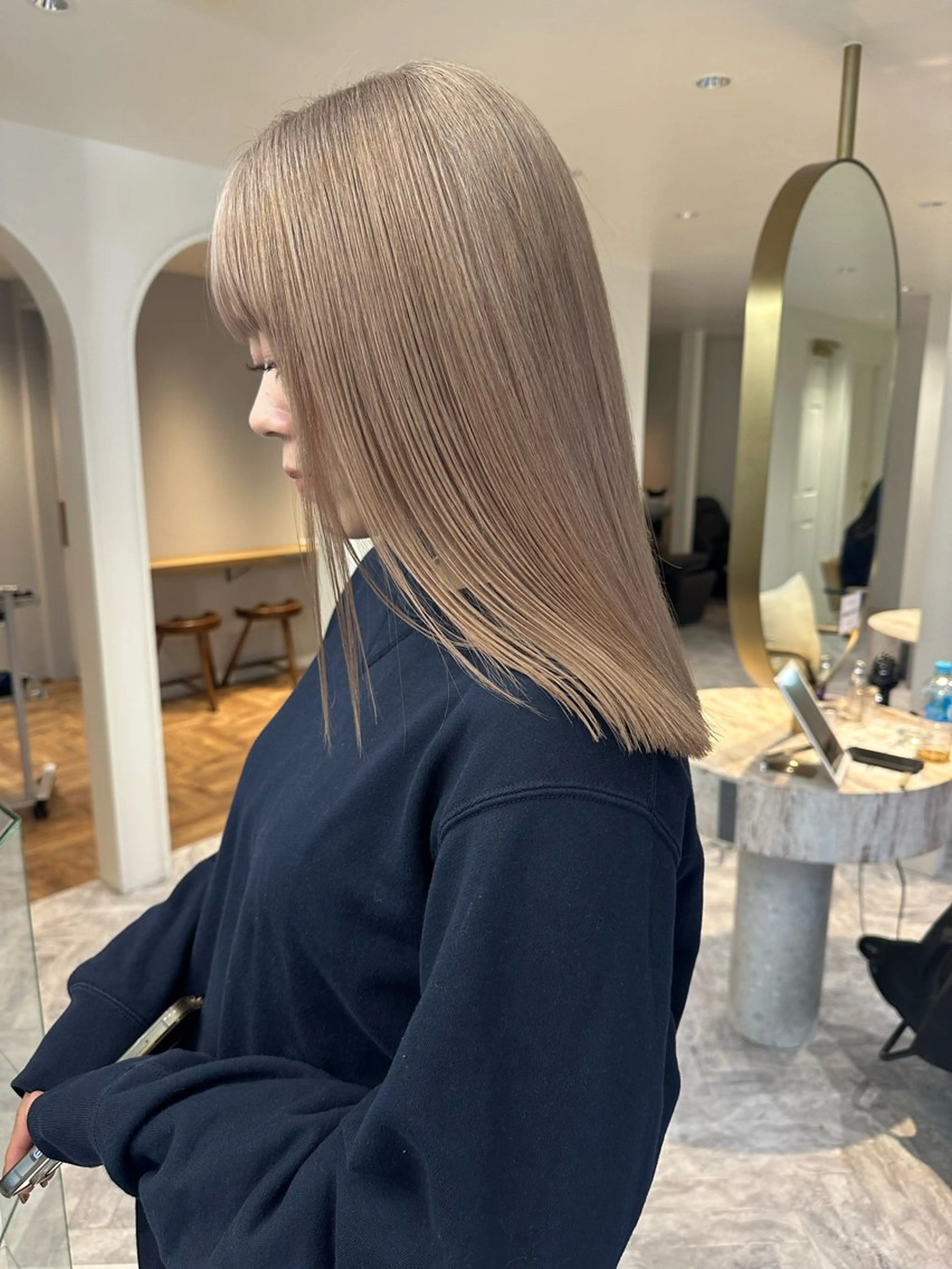 【minimo当日限定❕】ダブルカラー(ケアブリーチ+ケアカラー)Aujuaクイックトリートメント✨ロング料金🙅‍♀️の写真