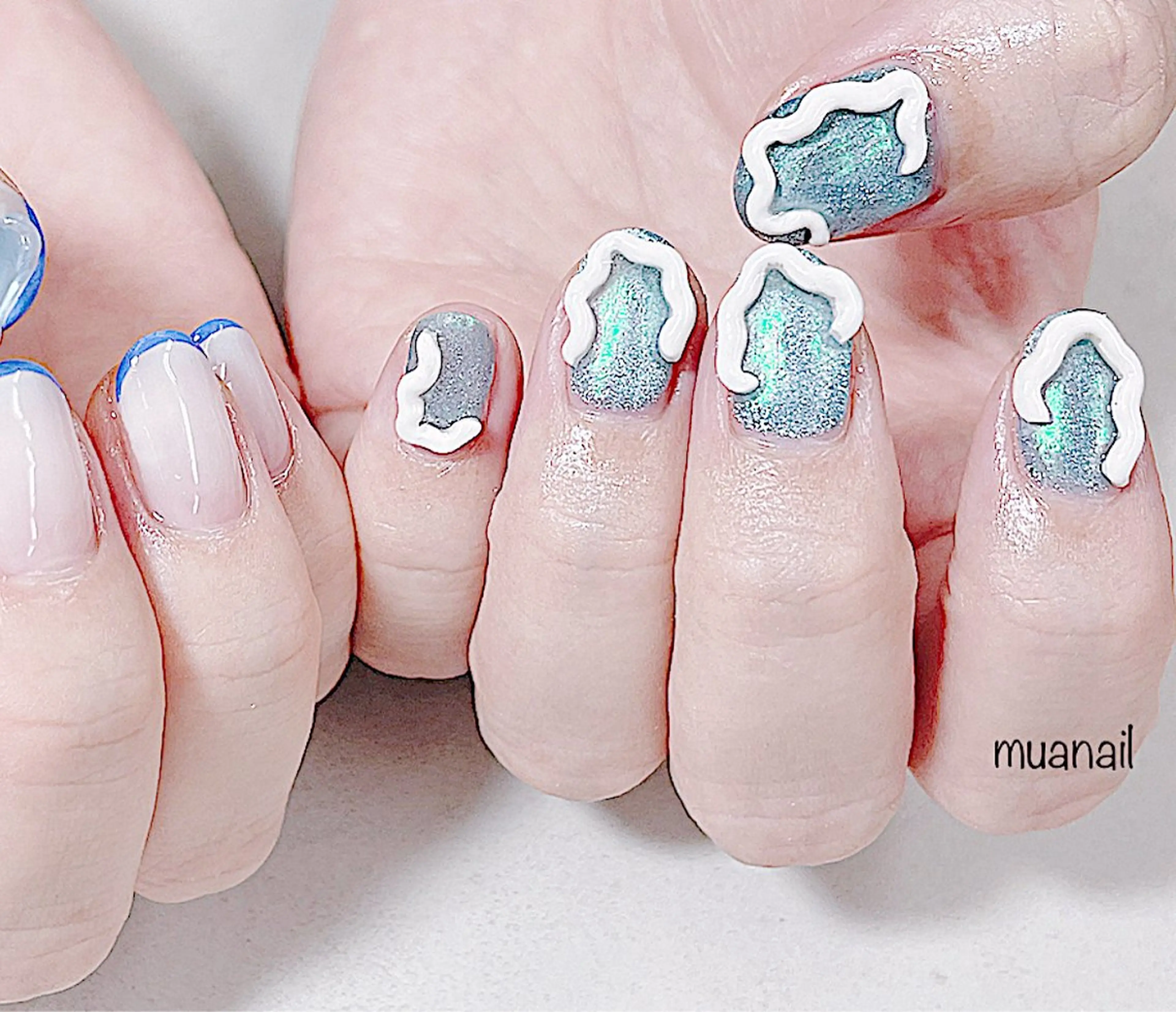 ネイル ブルー 春ネイル ハンドネイル mua nail mikiのネイルデザイン