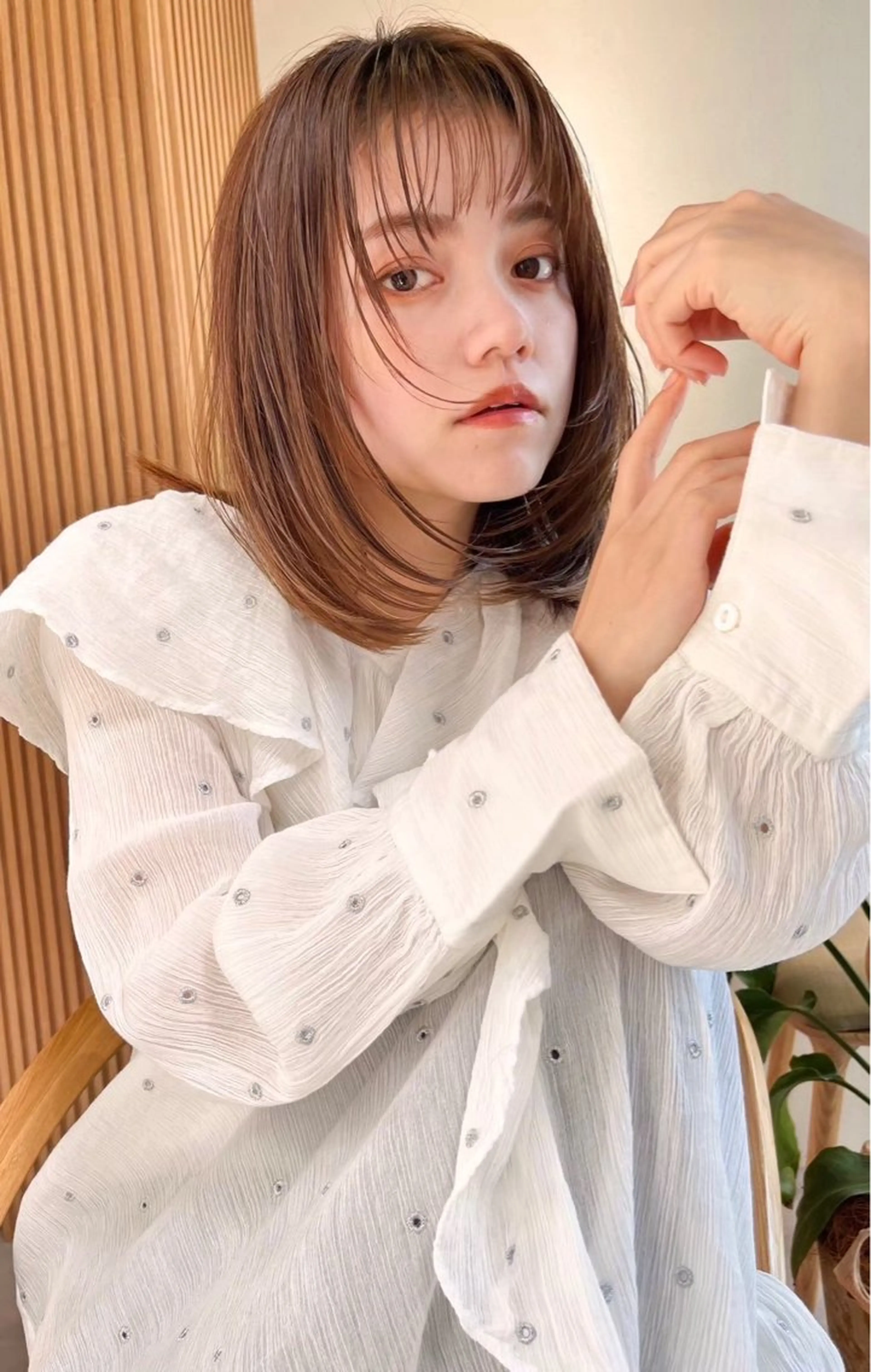 ミディアム カラー レイヤー/暖色カラー /パーマ/落合 歩夢のヘアスタイル