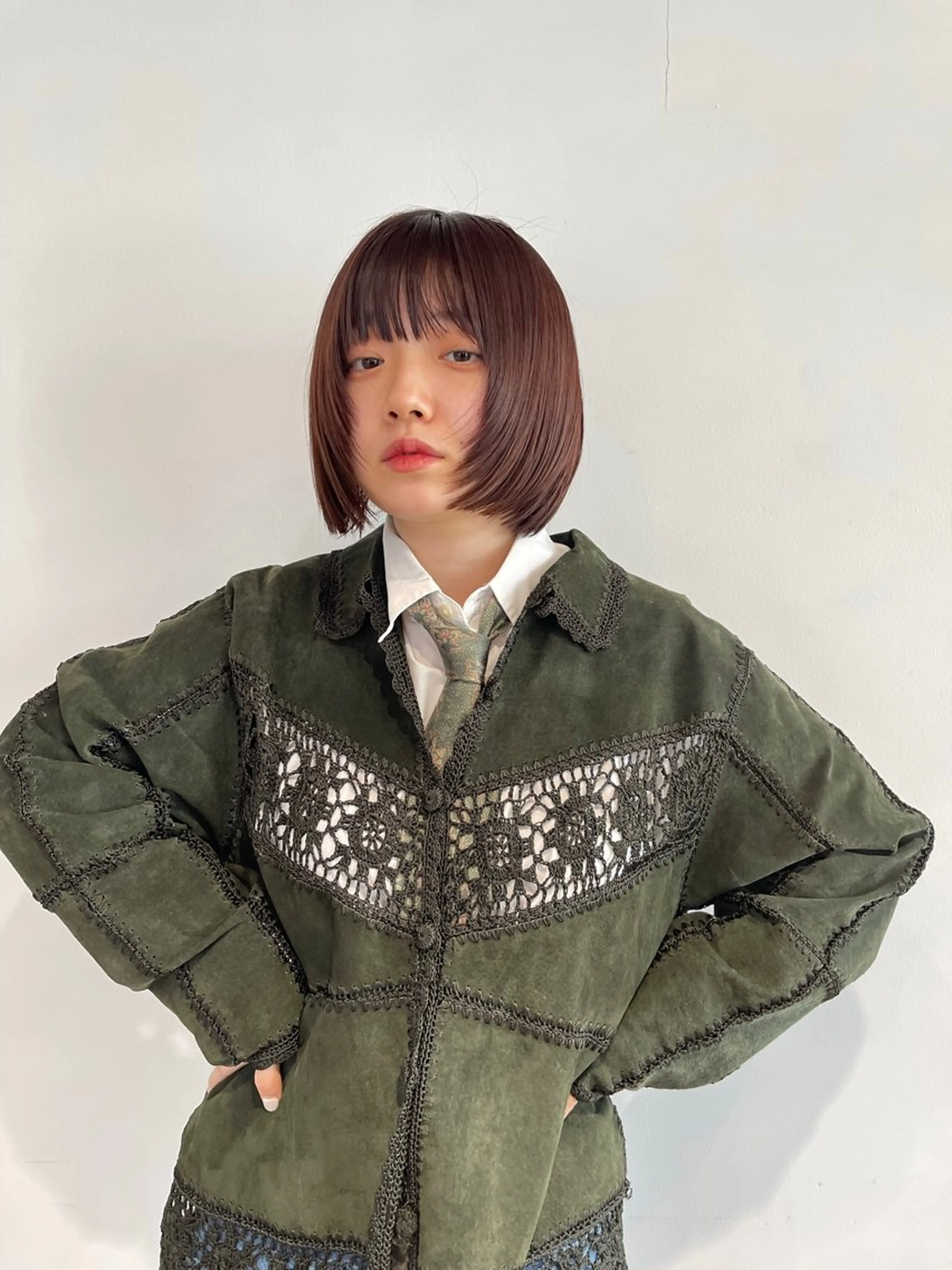 カラー ブラウンカラー レッドカラー ボブ/レイヤー /河内温太のヘアスタイル