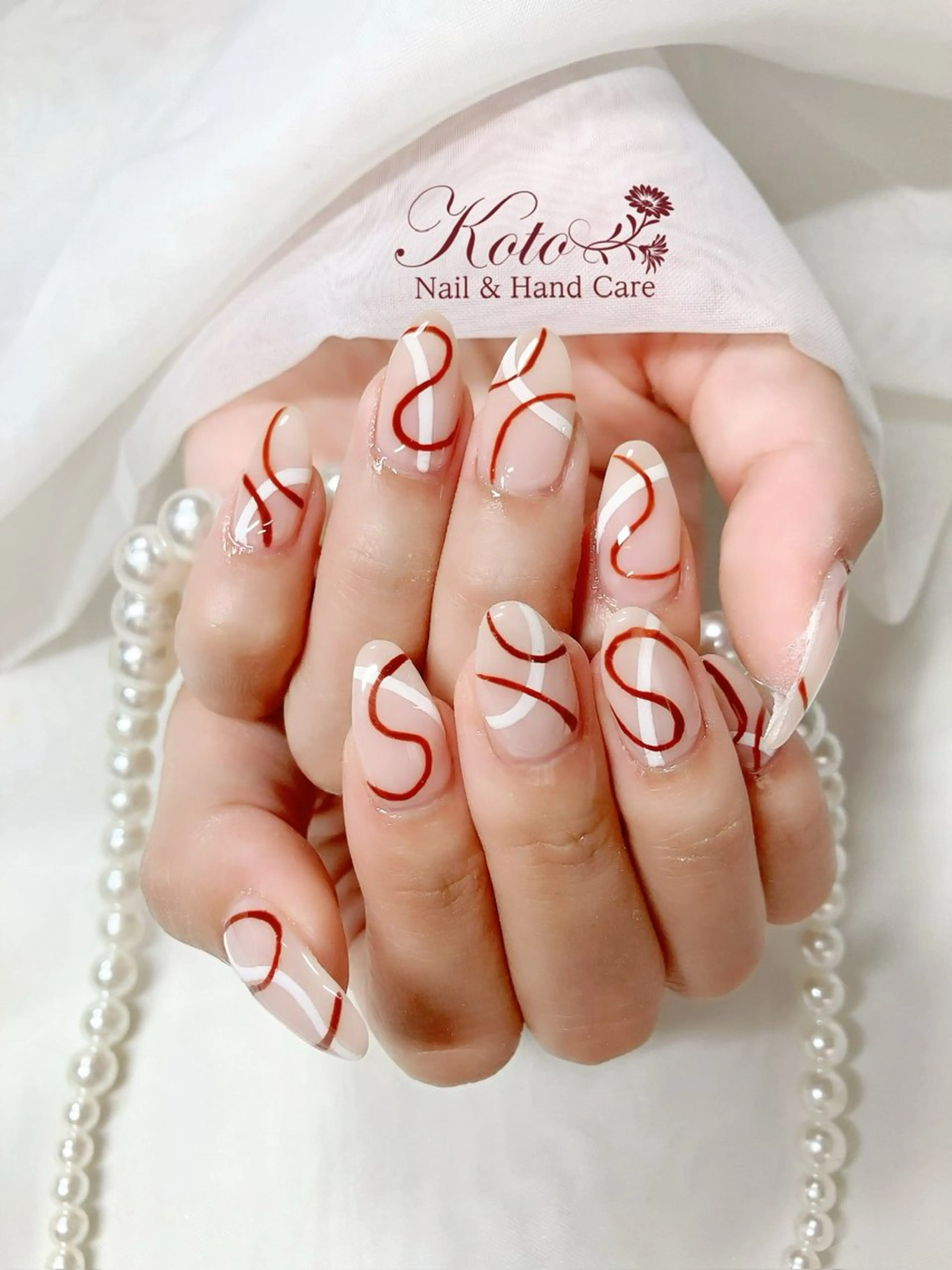 ネイル 長さ出し ジェルネイル 持ち込み ニュアンスネイル 赤色 ハンドネイル Nail Salon KOTOのネイルデザイン