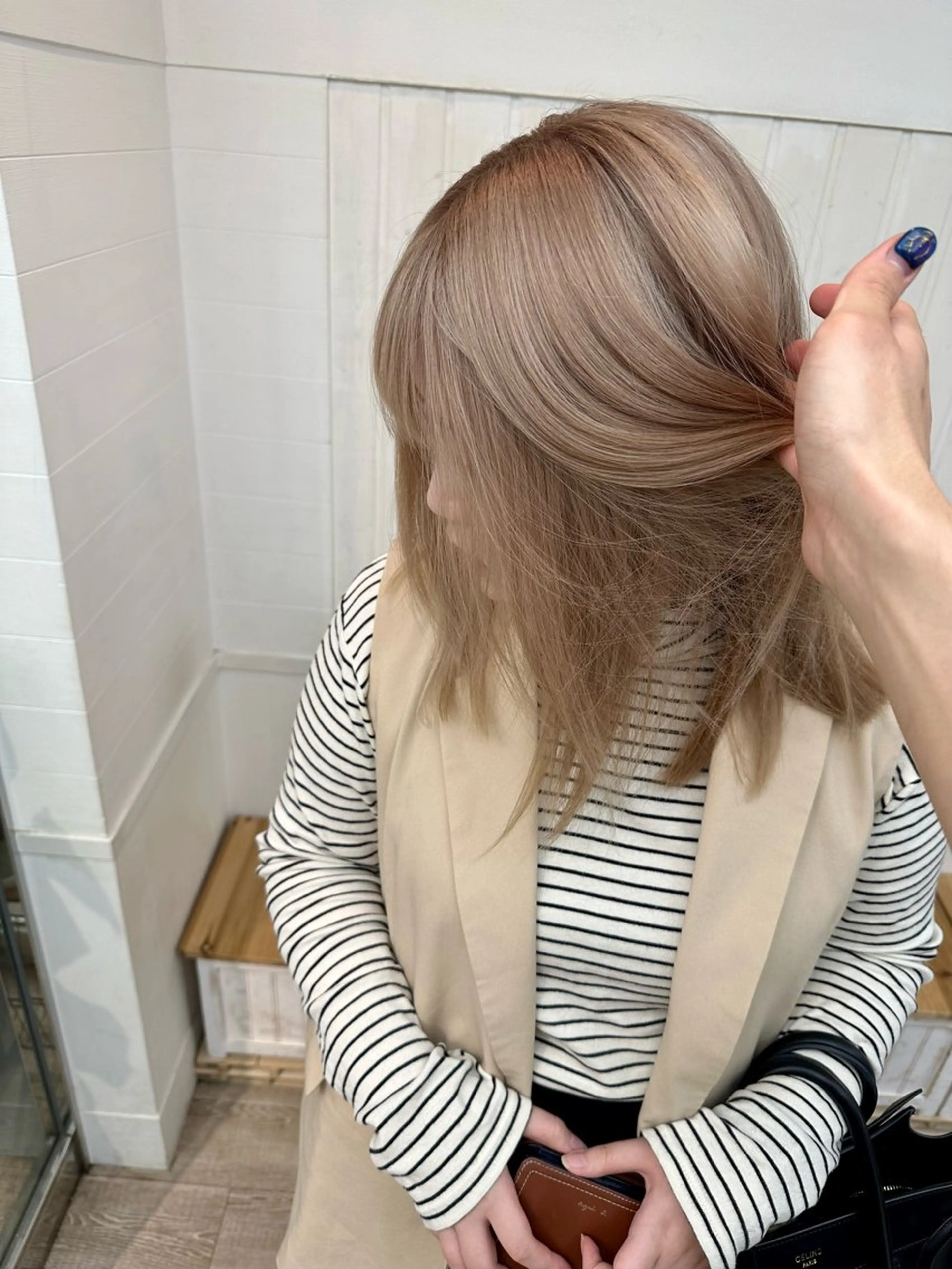 セミロング カット 縮毛矯正 トリートメント KEIGO/ ベージュカラーのヘアスタイル