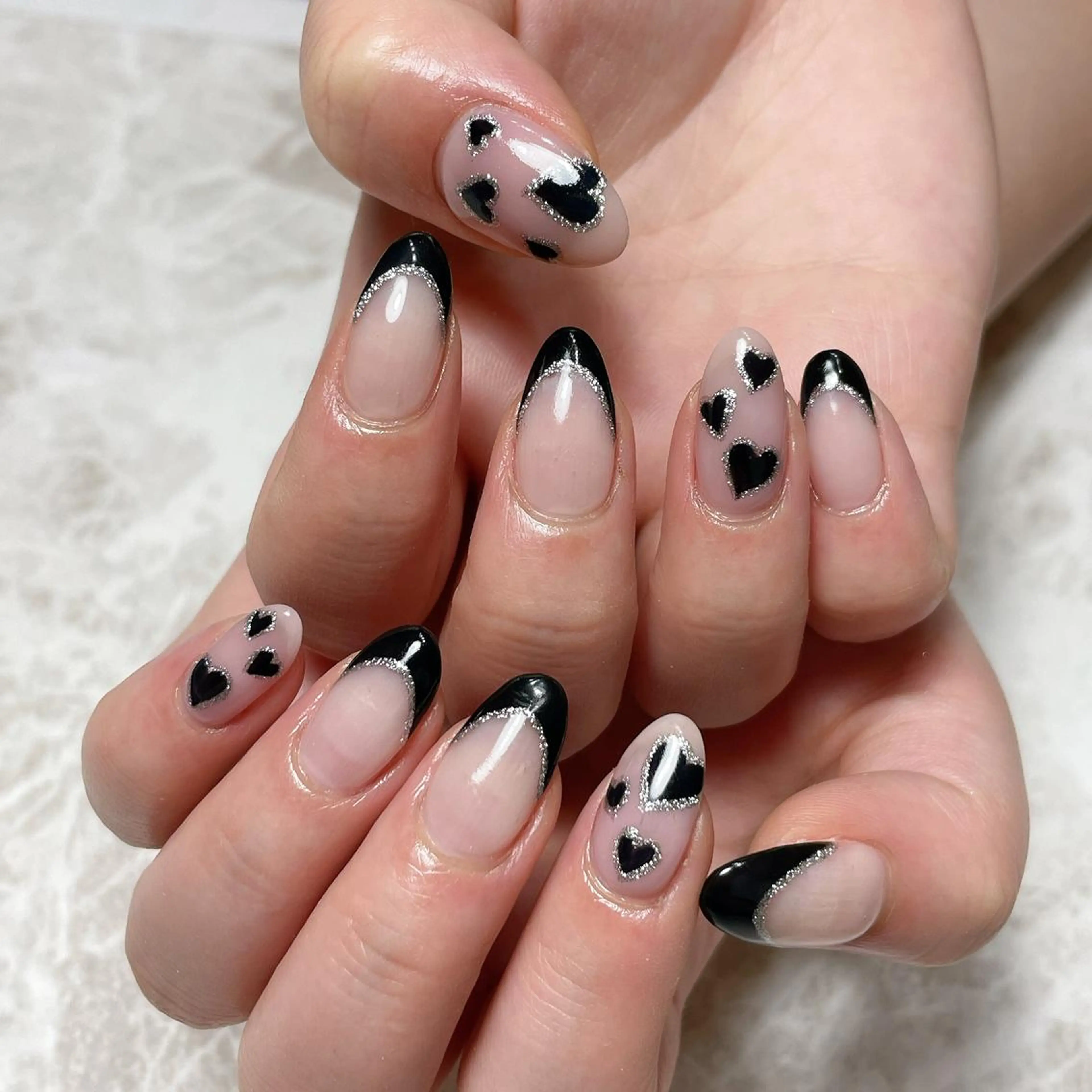 ネイル フレンチネイル ハート スカルプネイル ハンドネイル 工藤 理恵のネイルデザイン