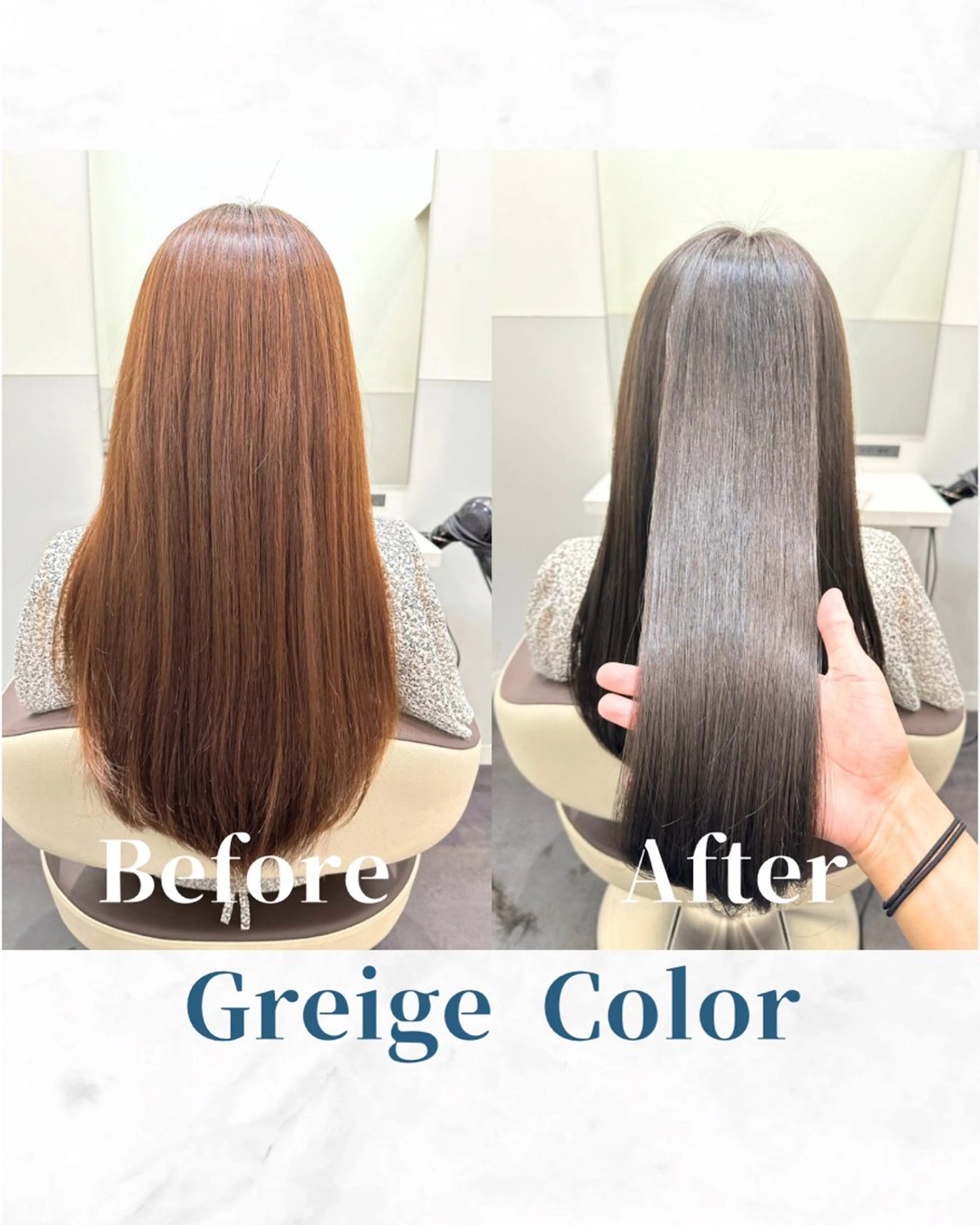 ロング カラー ベージュカラー ブリーチ ケアカラー 透明感カラー グレージュ カット ヘアカラー トリートメント 【美髪矯正 /髪質改善】RINのヘアスタイル