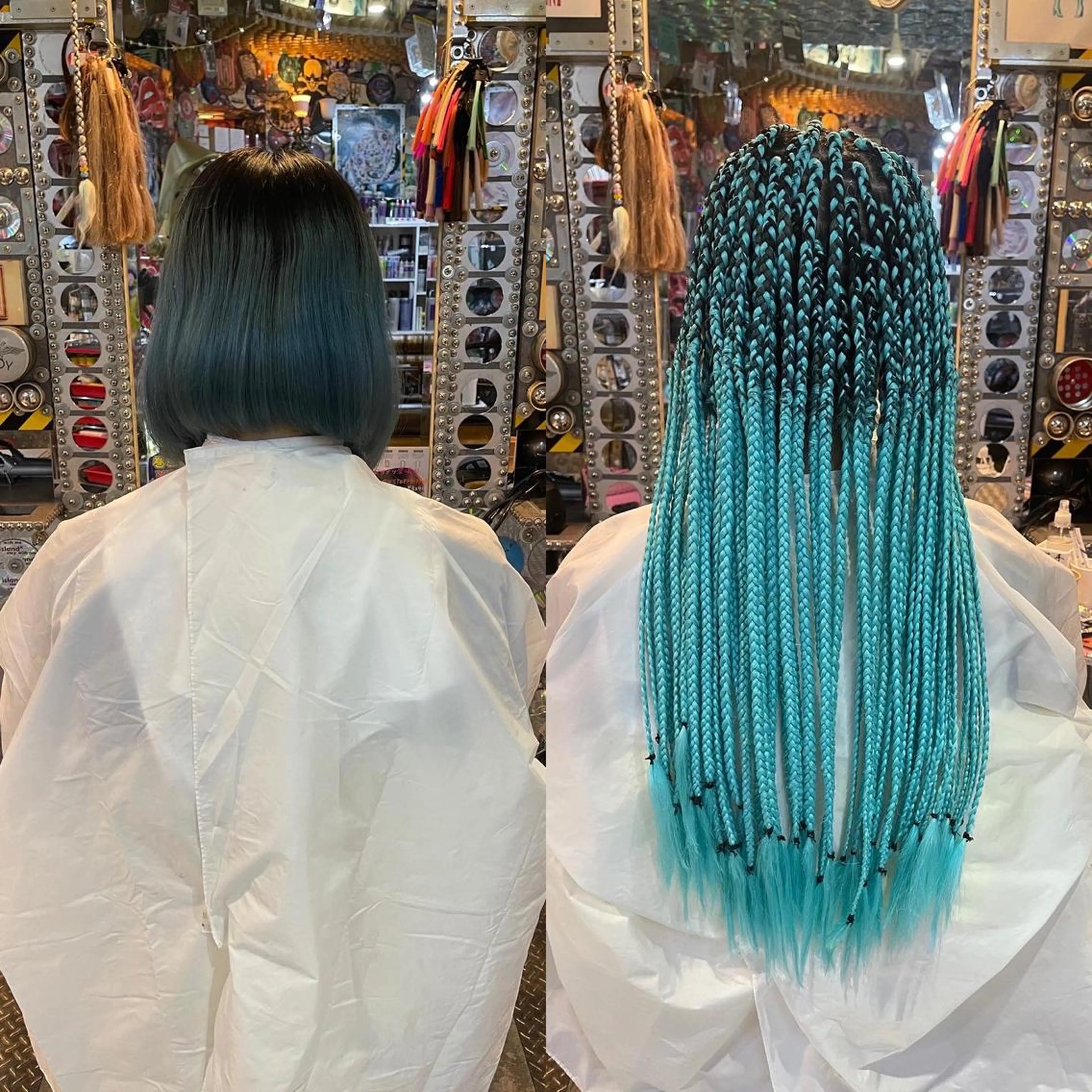 ロング カラー ヘアアレンジ 🌈派手髪エクステ ブレイズ🌈ひろとのヘアスタイル