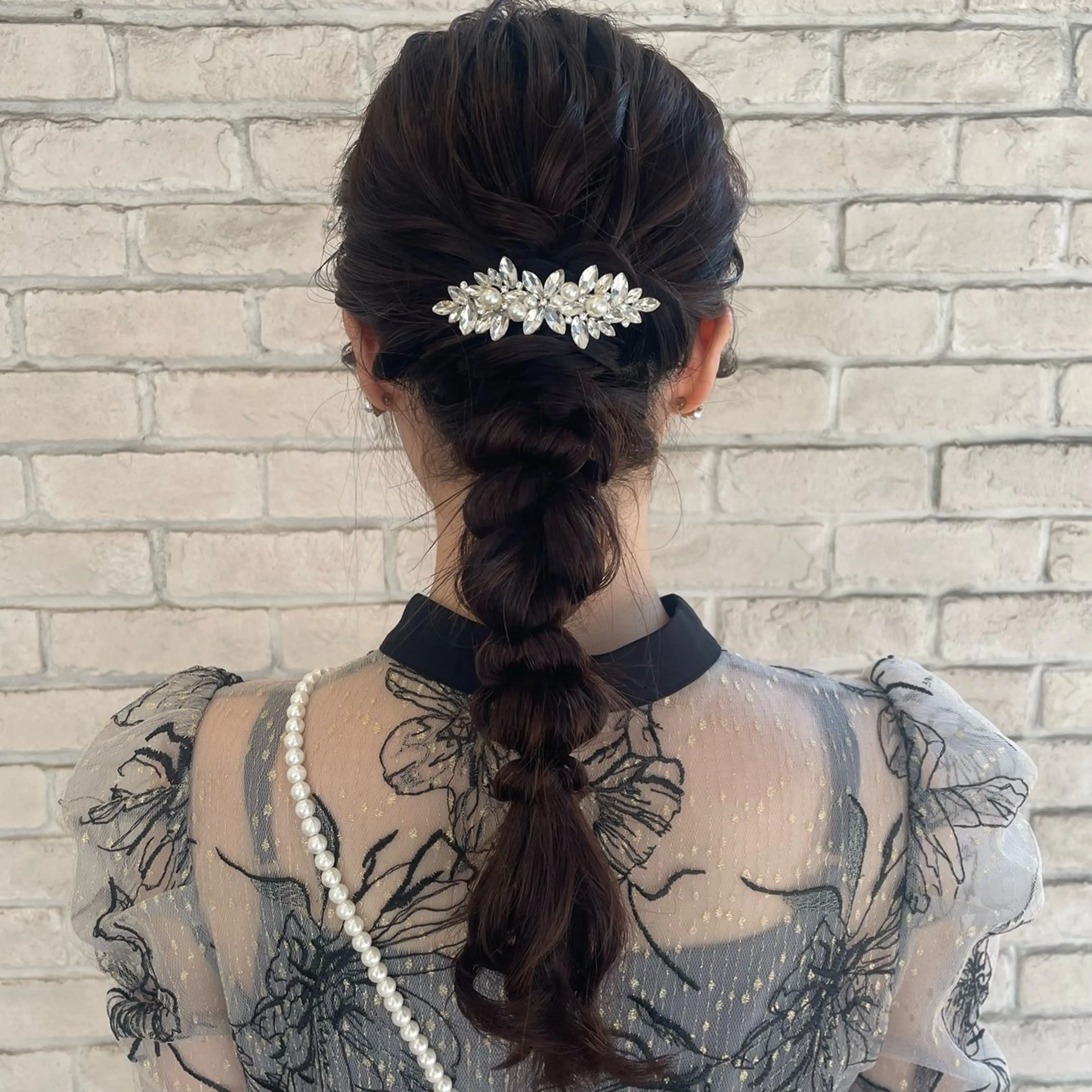 セミロング ヘアアレンジ 結婚式・ブライダル ヘアセット 横浜パーマ🌐ボブ✨ 暖色カラーもえかのヘアスタイル