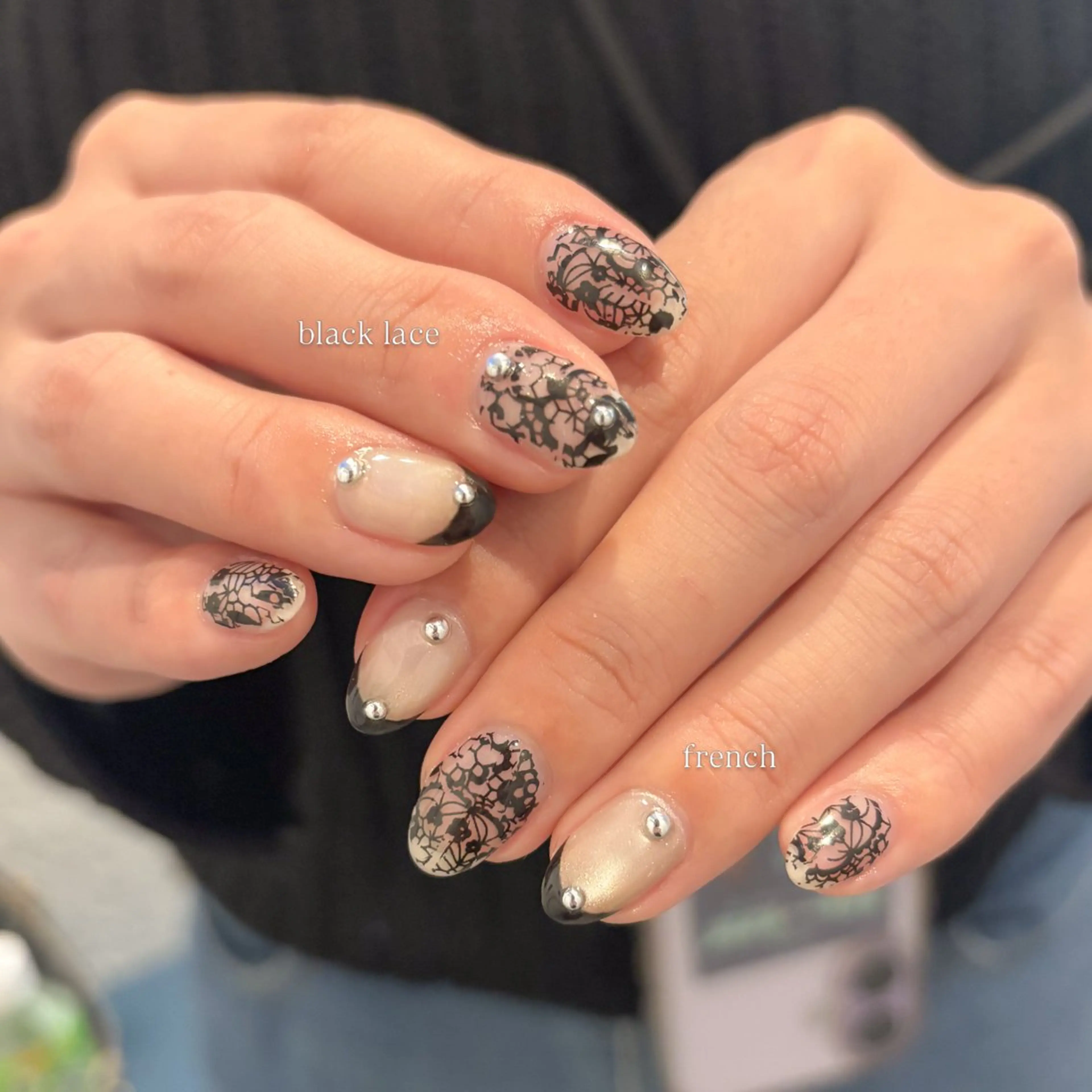 ネイル レース ハンドネイル IZUMIꕤnail 堺筋本町｜心斎橋のネイルデザイン