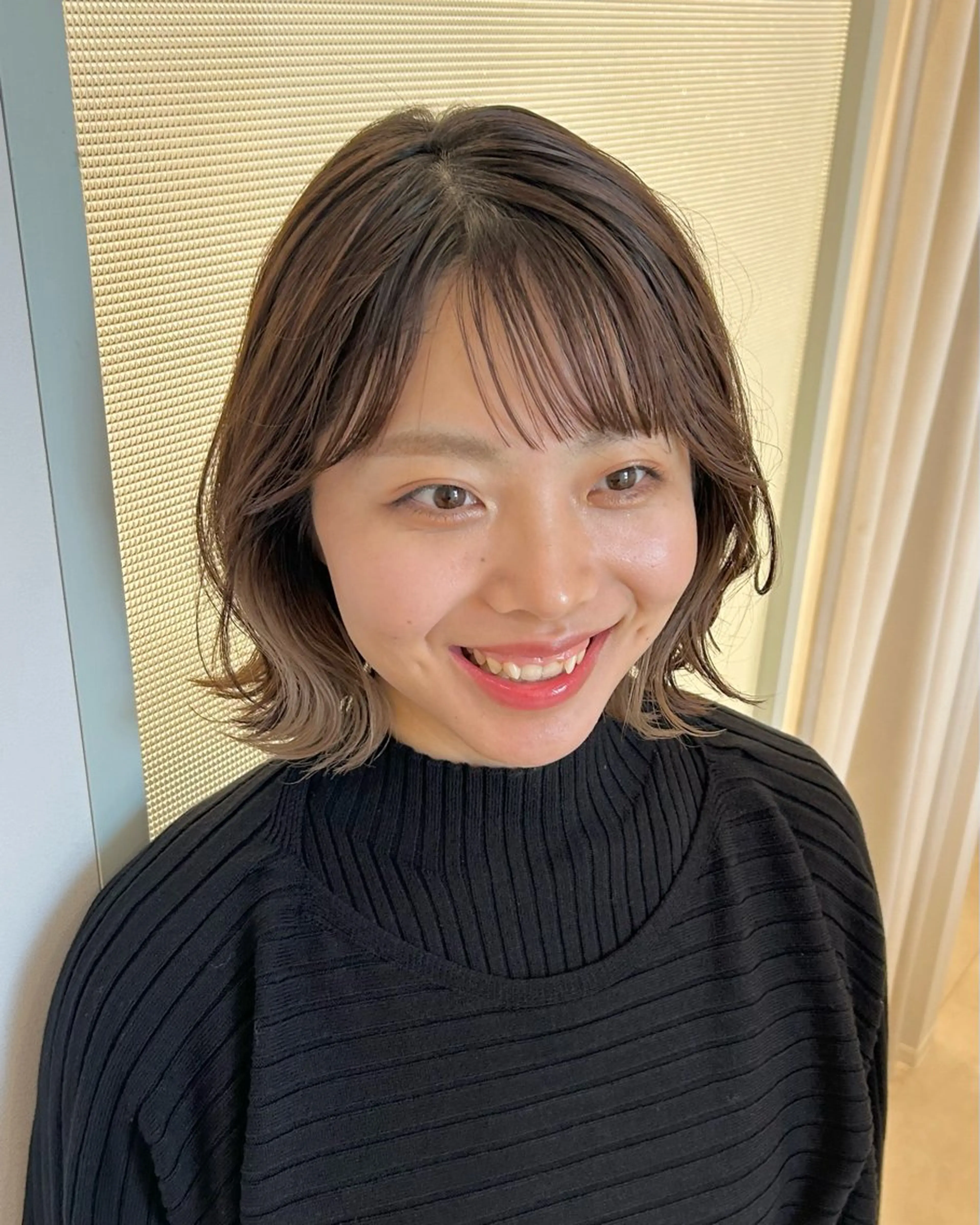 ミディアム カット ヘアカラー トリートメント 似合わせ艶髪カラー ❤️ハダユミのヘアスタイル