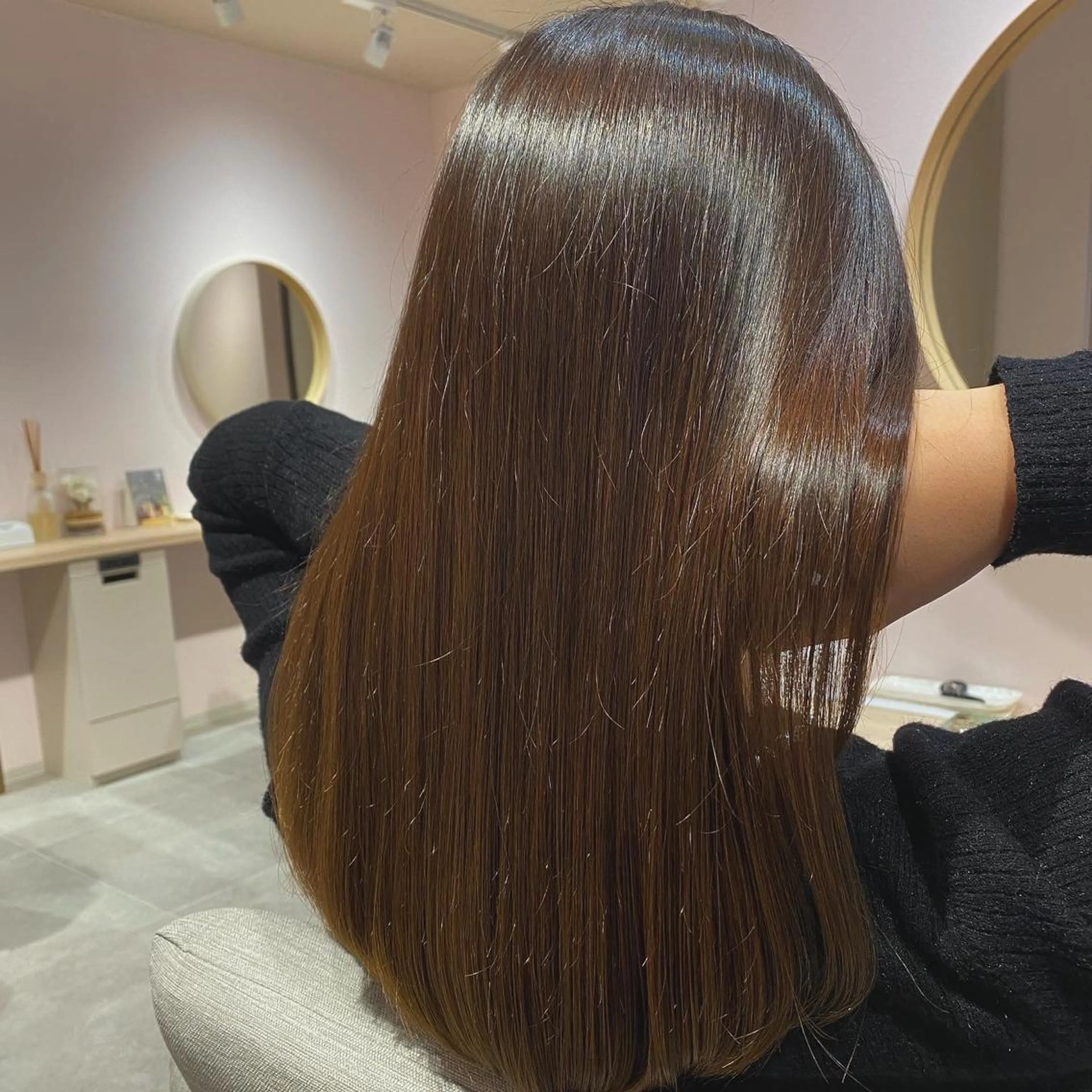 セミロング カラー ヘアカラー トリートメント nagisa /縮毛矯正のヘアスタイル