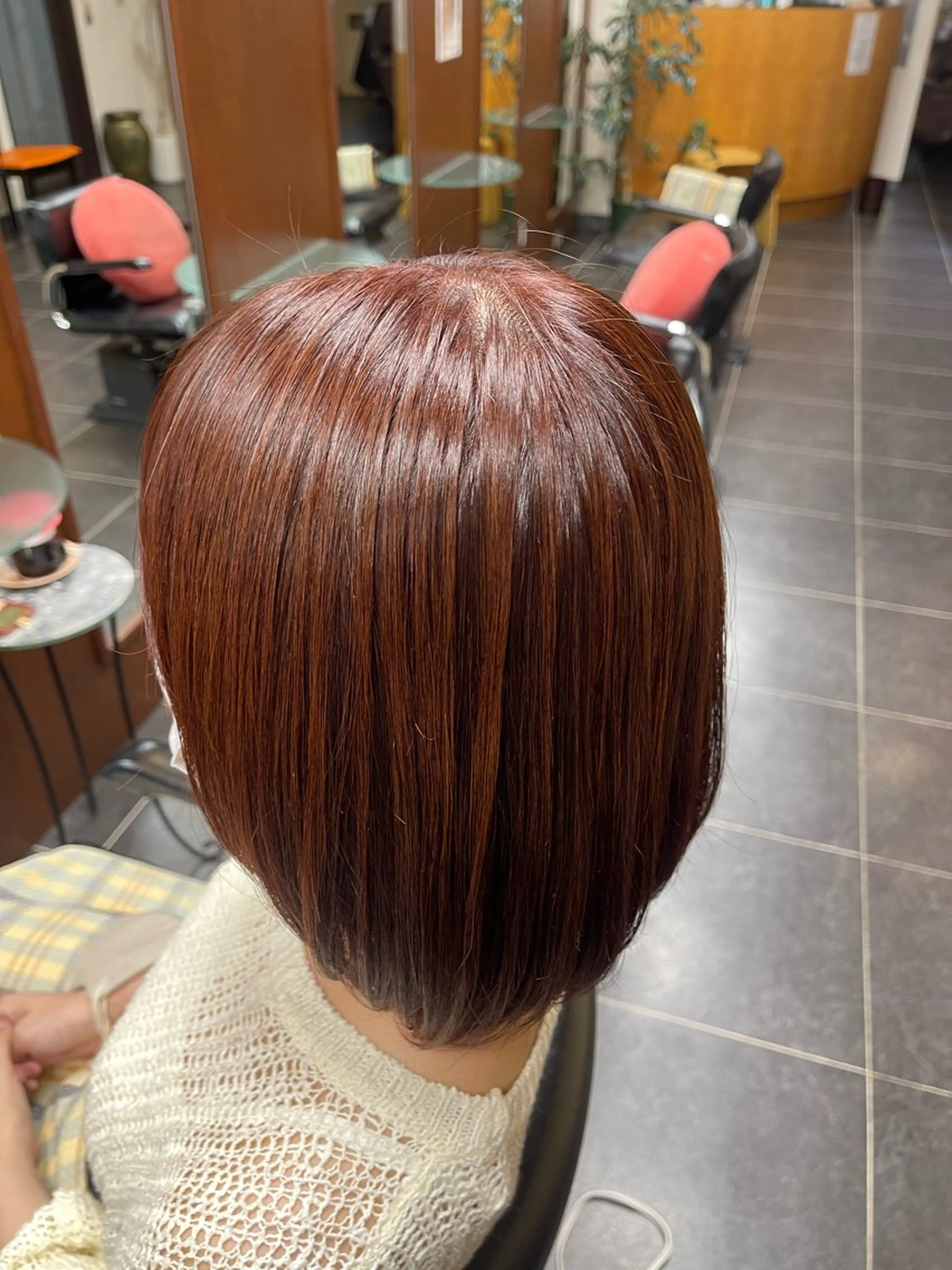 ミディアム カラー レッドカラー かな 🐹のヘアスタイル