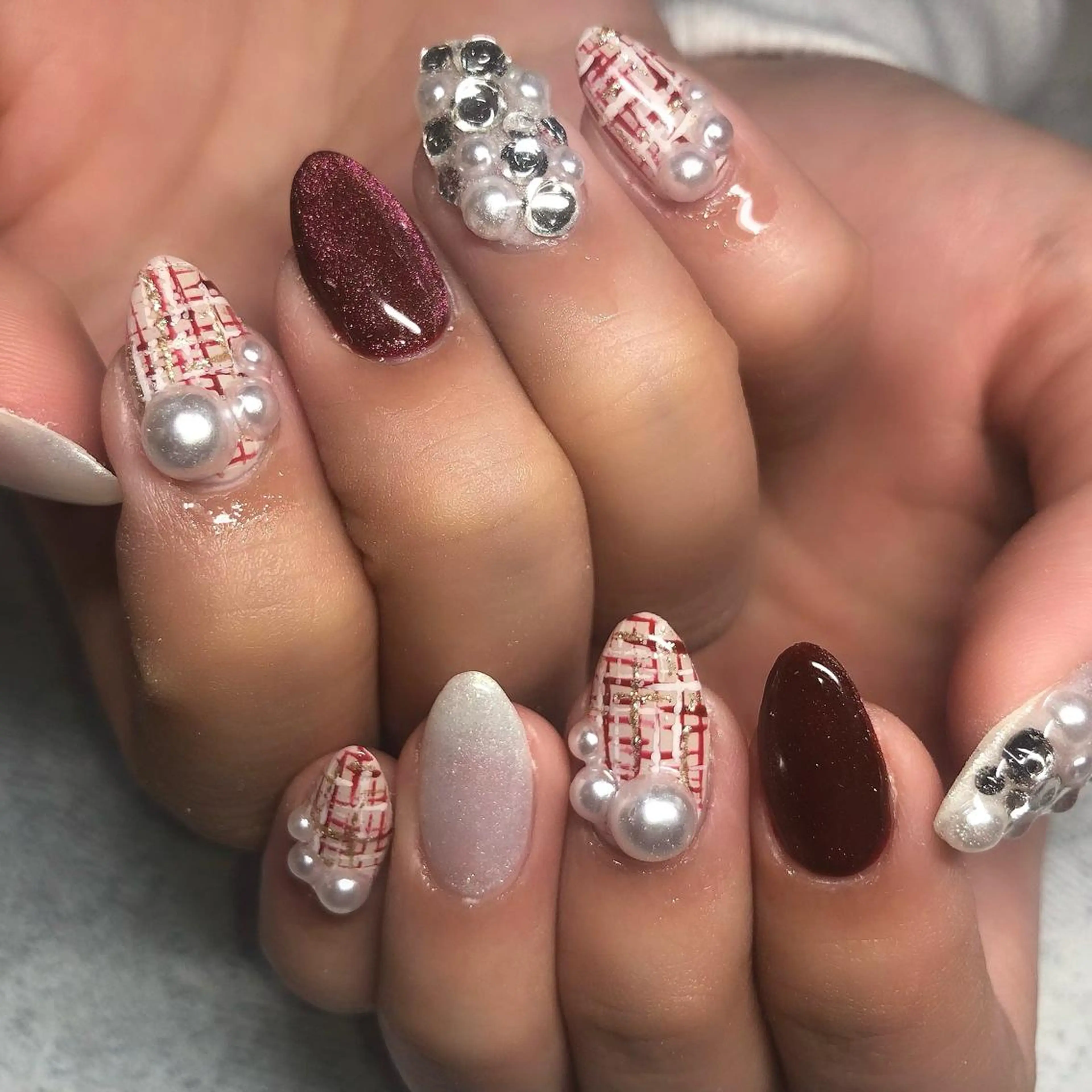 ネイル 持ち込み ツイードネイル ハンドネイル 【Yappy🌈】 💖P-tanaのネイルデザイン