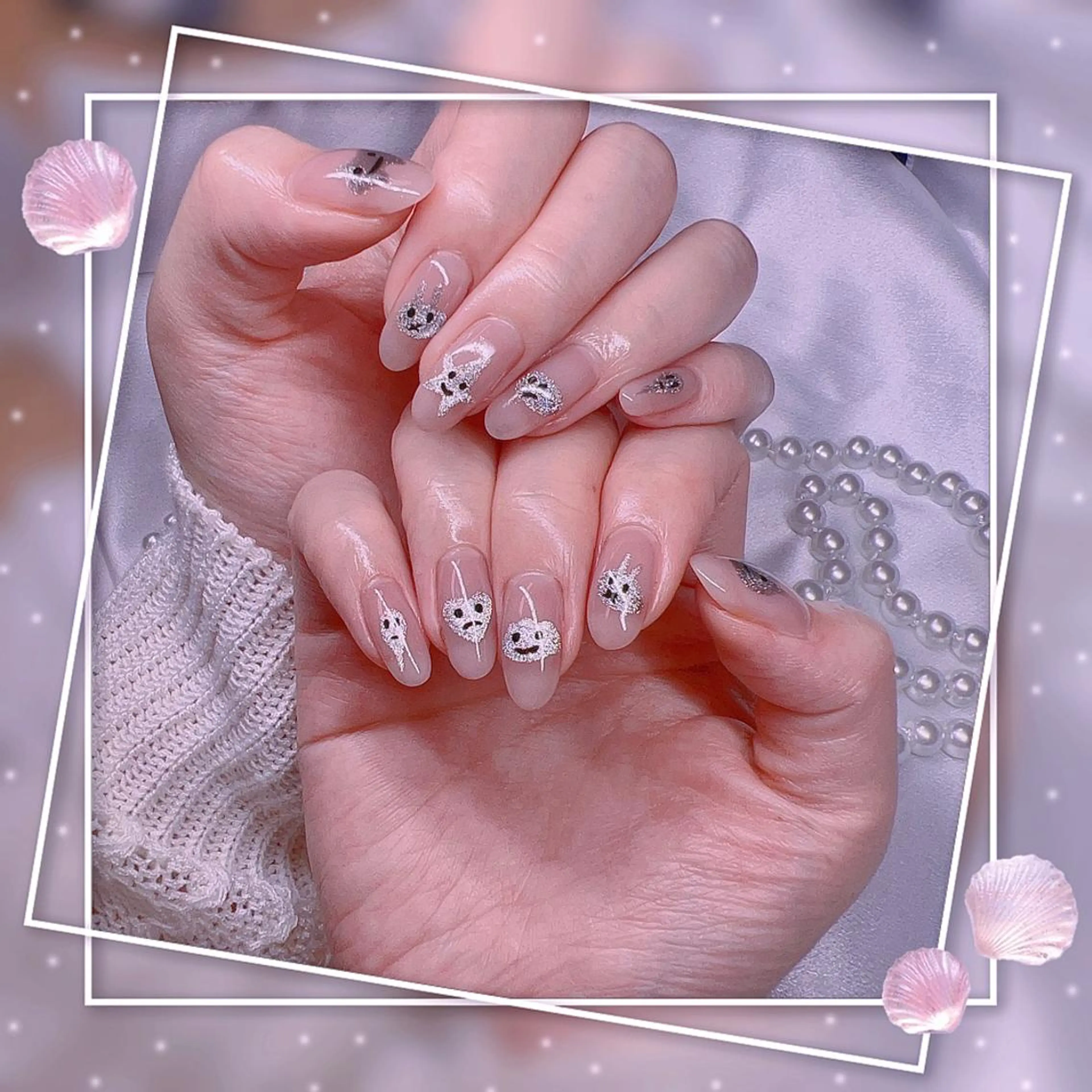 ネイル フレンチネイル キラキラネイル 韓国ネイル マグネットネイル マグネットフレンチ ハンドネイル Chill Nailsalonのネイルデザイン