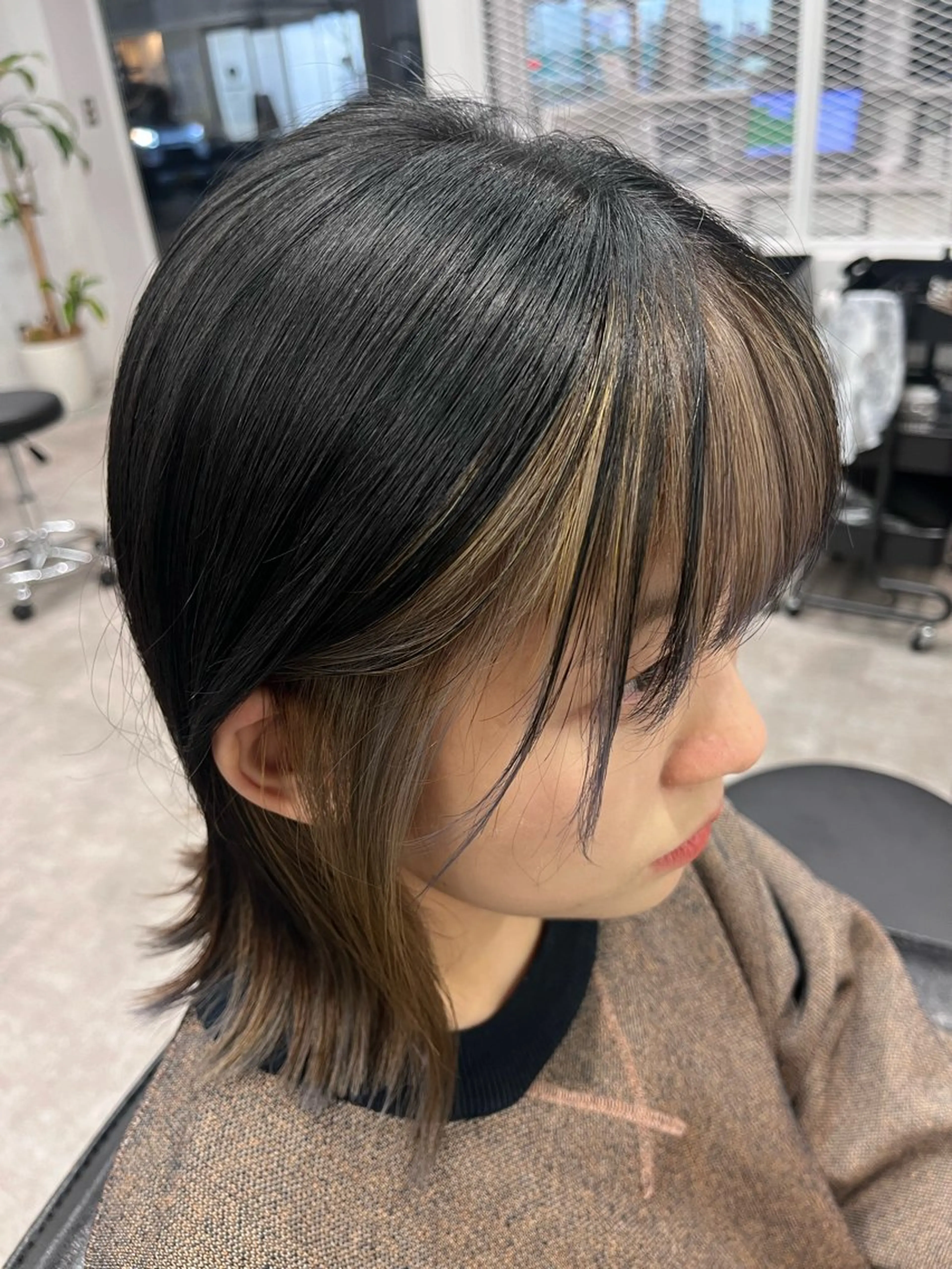 カラー ミストバング ベージュカラー フェイスフレーミング インナーカラー ボブ/透明感カラー/ 髪質改善/🌙/ルナのヘアスタイル