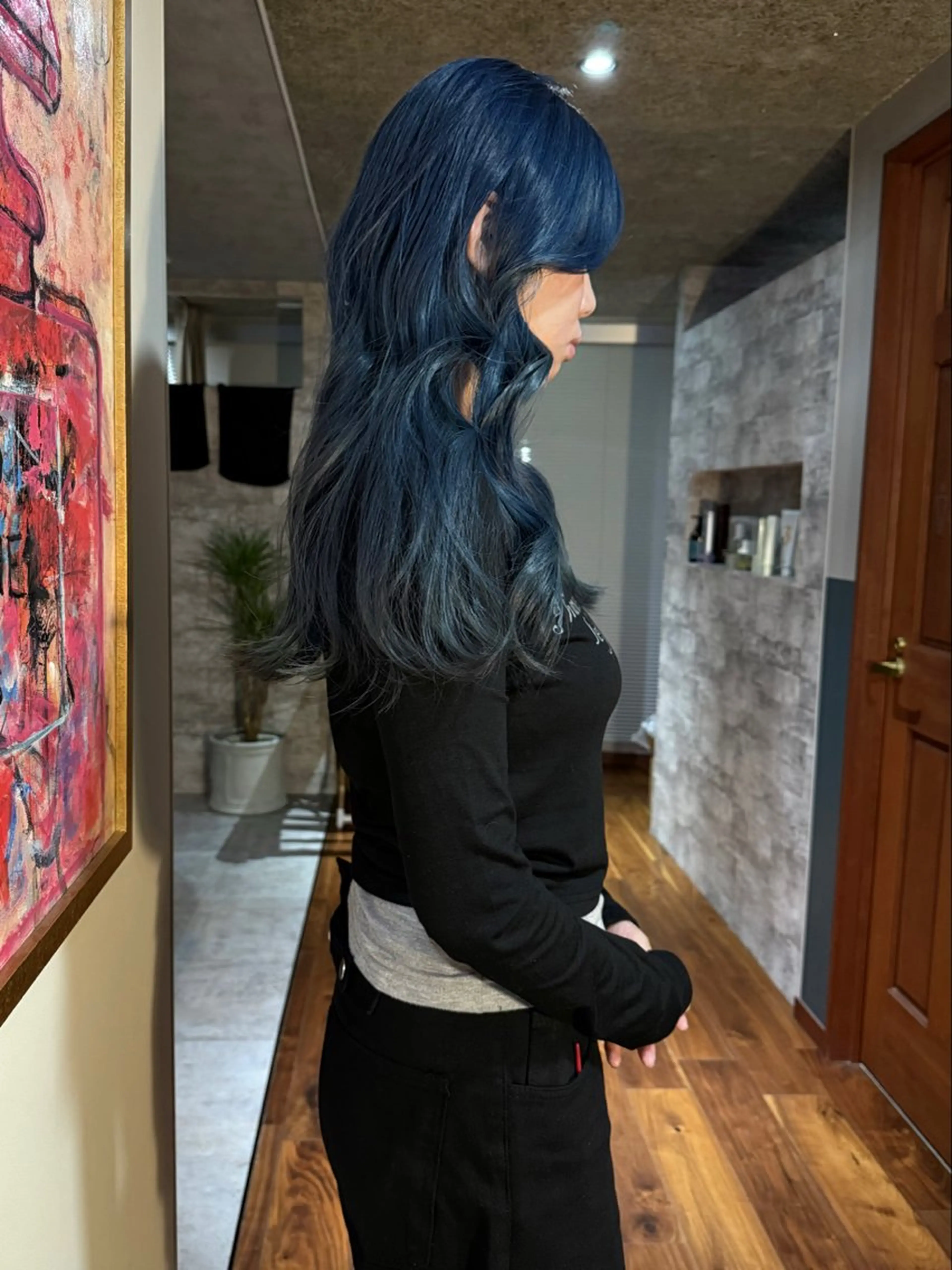 ロング カラー ネイビーカラー カット ヘアカラー トリートメント mai / linoah˚✧のヘアスタイル