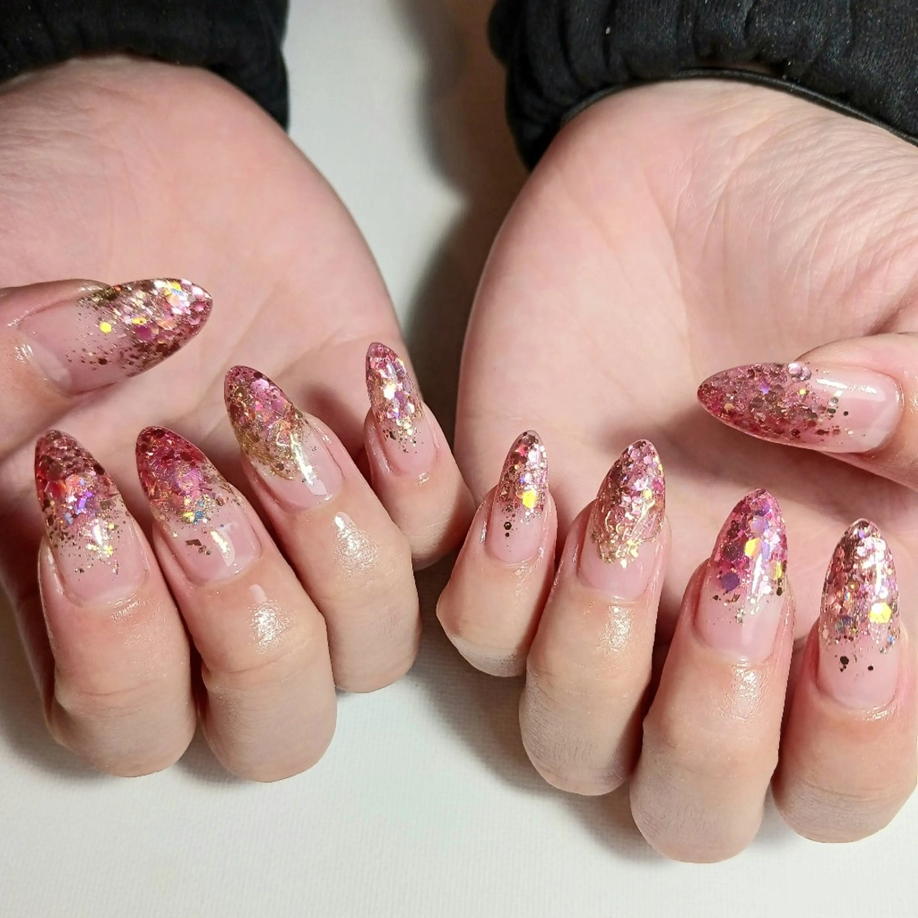 ネイル ジェルネイル グラデーション ホログラムネイル キラキラネイル ラメ(グリッター) ハンドネイル owlnail /持込みデザイン専門のネイルデザイン