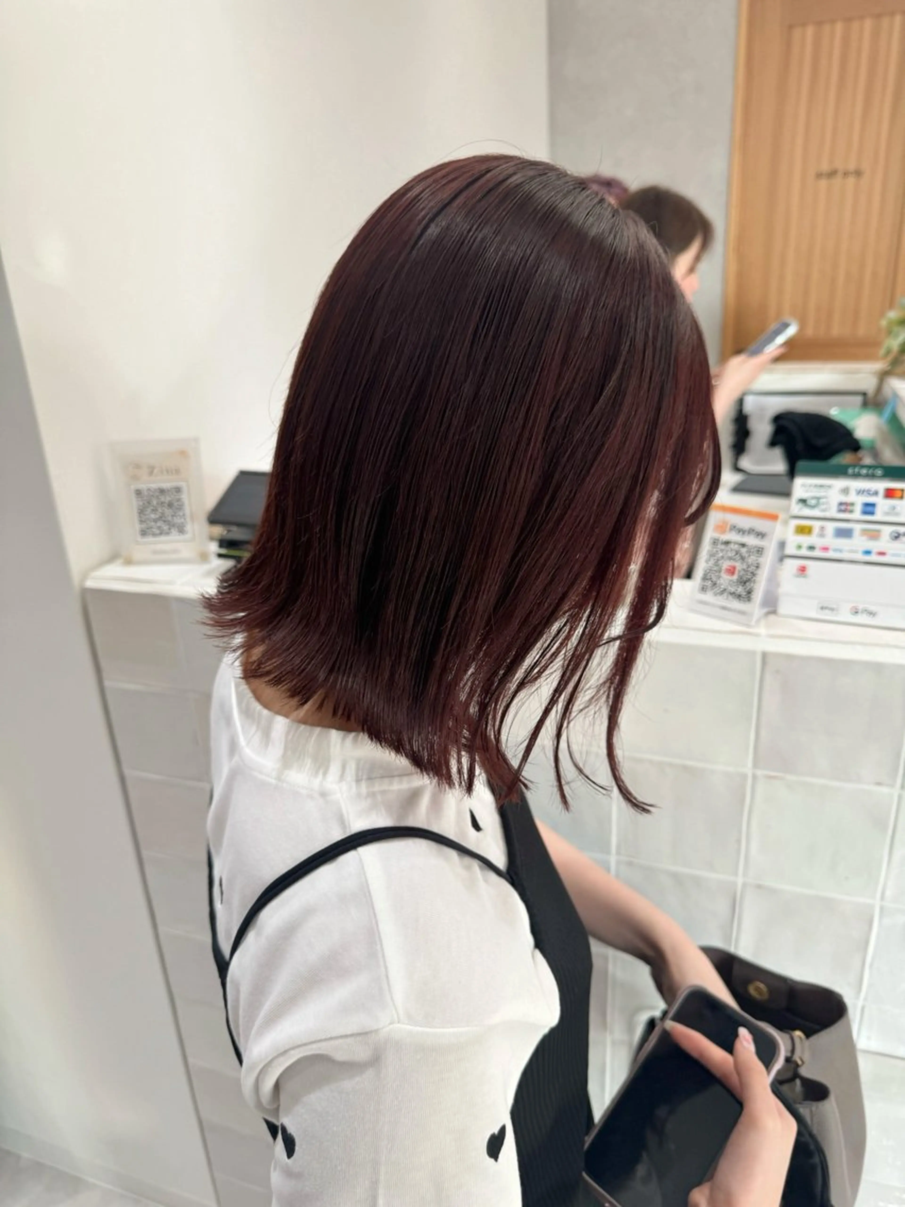 ミディアム カラー ブリーチ ブリーチなしカラー オレンジ レッドカラー ヘアカラー トリートメント 透明感カラー ボブ ミディアム 齊木勇人のヘアスタイル