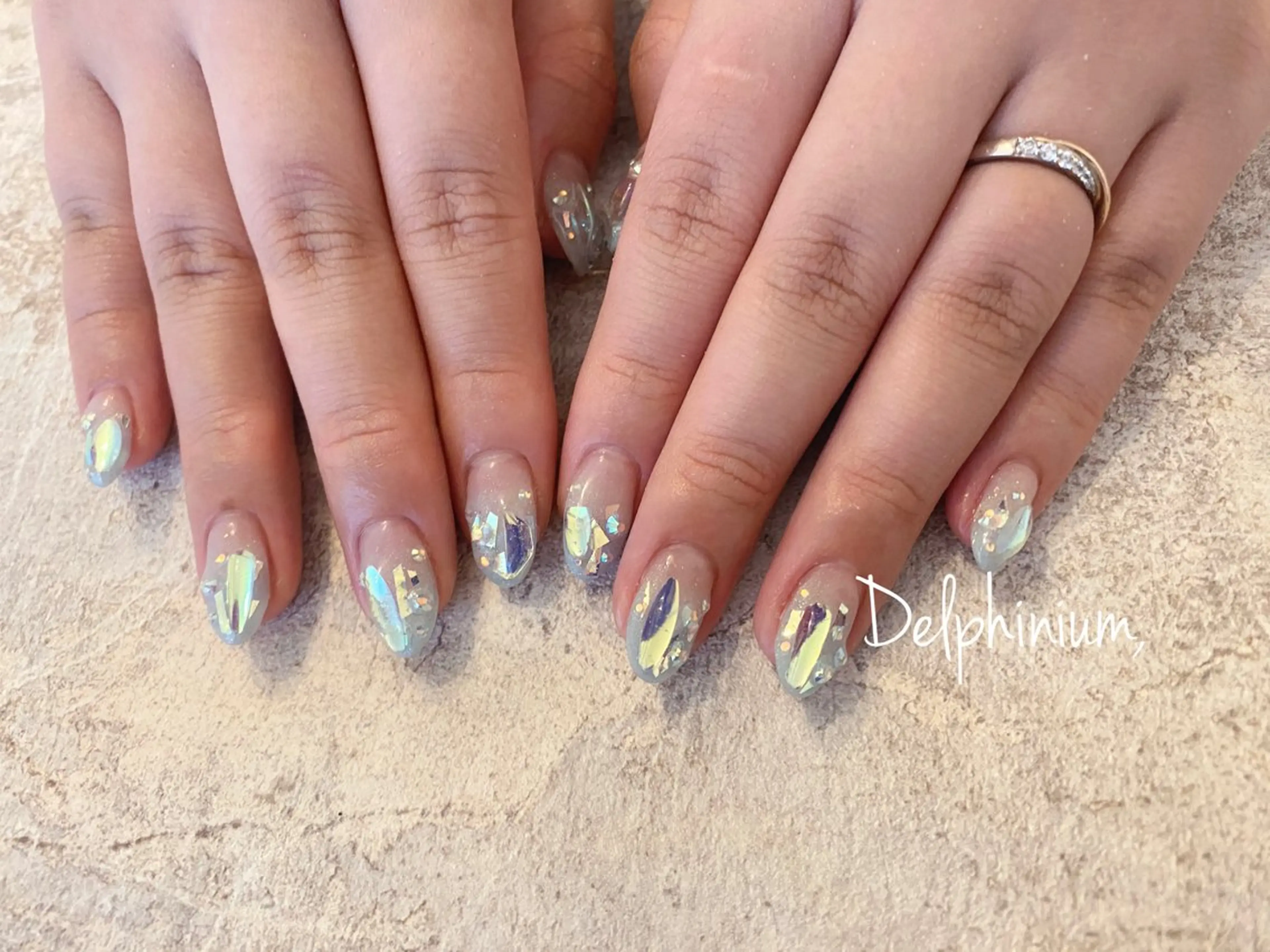 ネイル ブルー キラキラネイル ハンドネイル 岡本 友恵のネイルデザイン