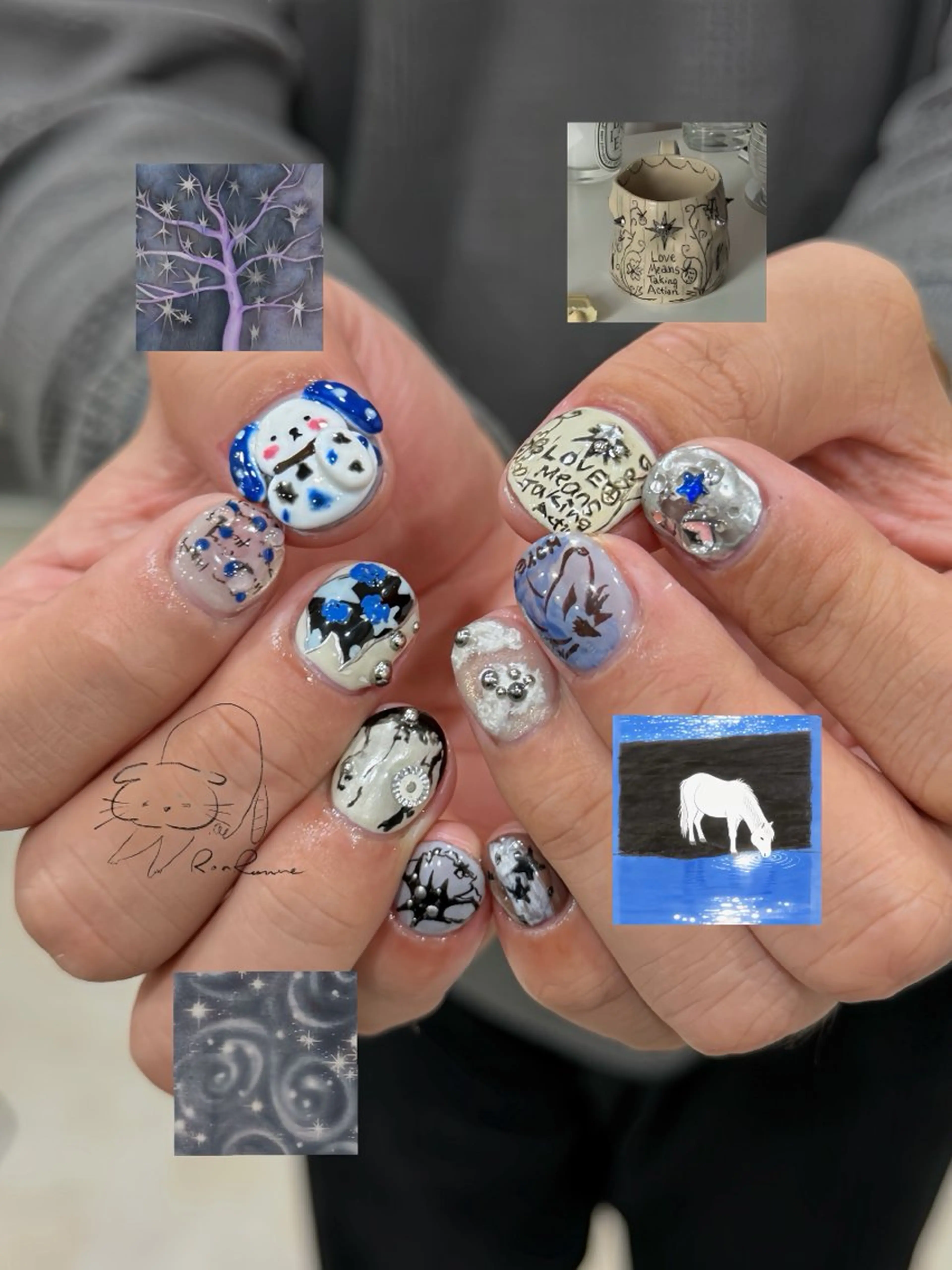 ネイル オーロラネイル 長さ出し フレンチネイル ジェルネイル ミラーネイル ハンドネイル ronronne .のネイルデザイン