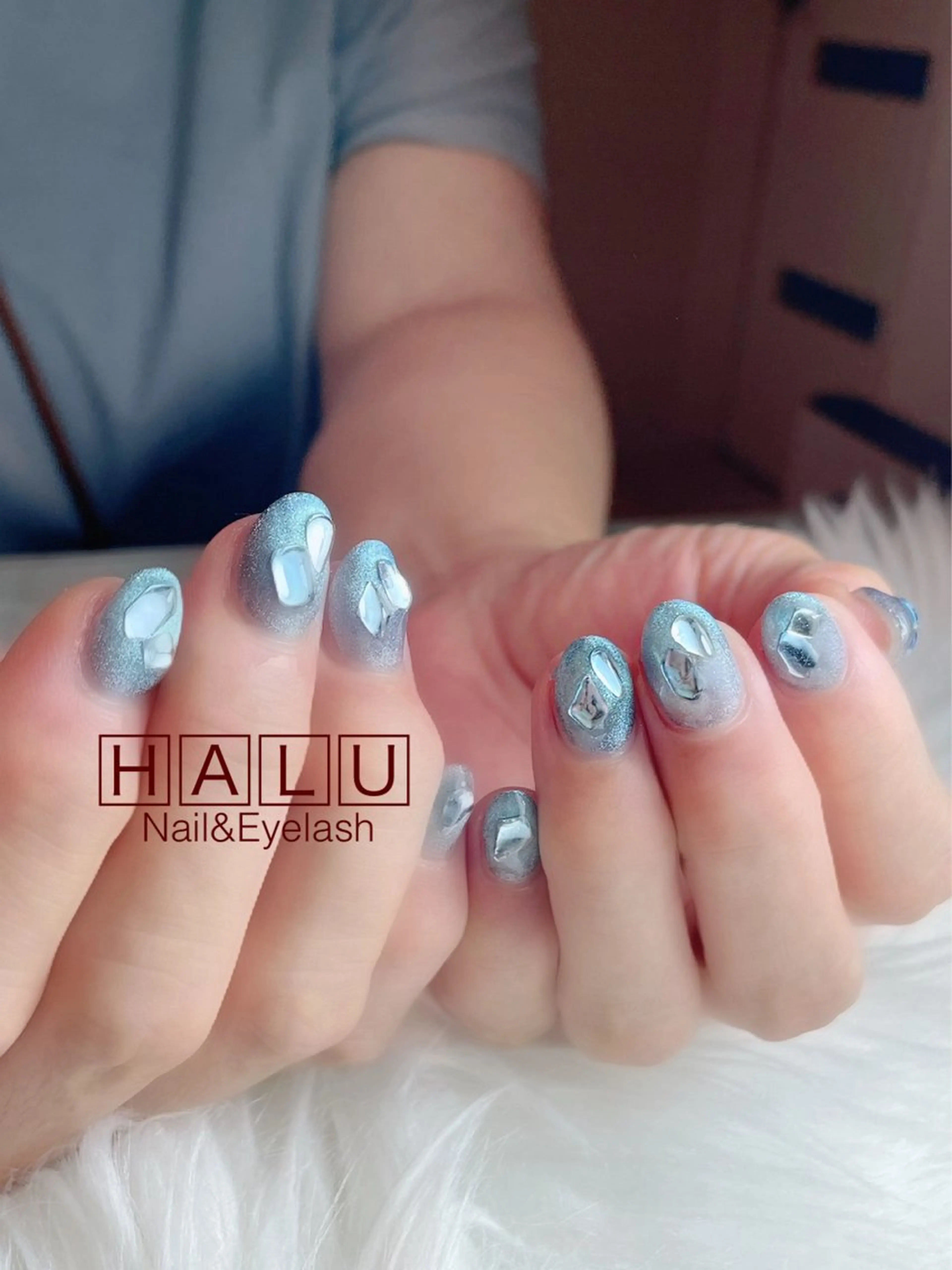 ネイル ブルー マグネットネイル HALU ハルのネイルデザイン